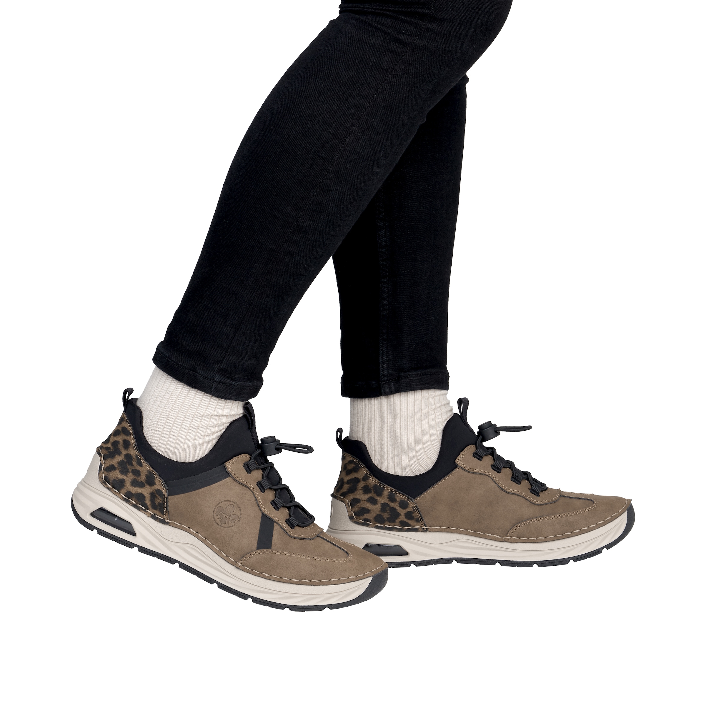 Rieker Slip-On Sneaker  Schlupfschuh, Slipper, Freizeitschuh, Halbschuh mit Leo-Einsatz