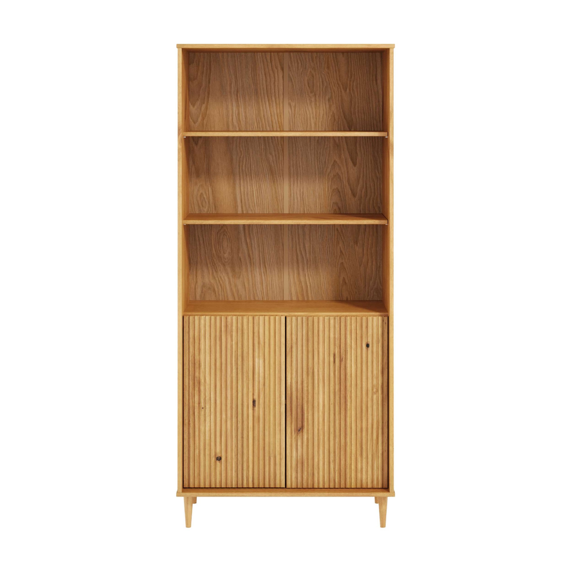OTTO home Bücherregal »Malmedy Front mit gefrästen Rillen« Bücherschrank aus massivem Kiefernholz, Push-to-open, FSC, B: 80 cm