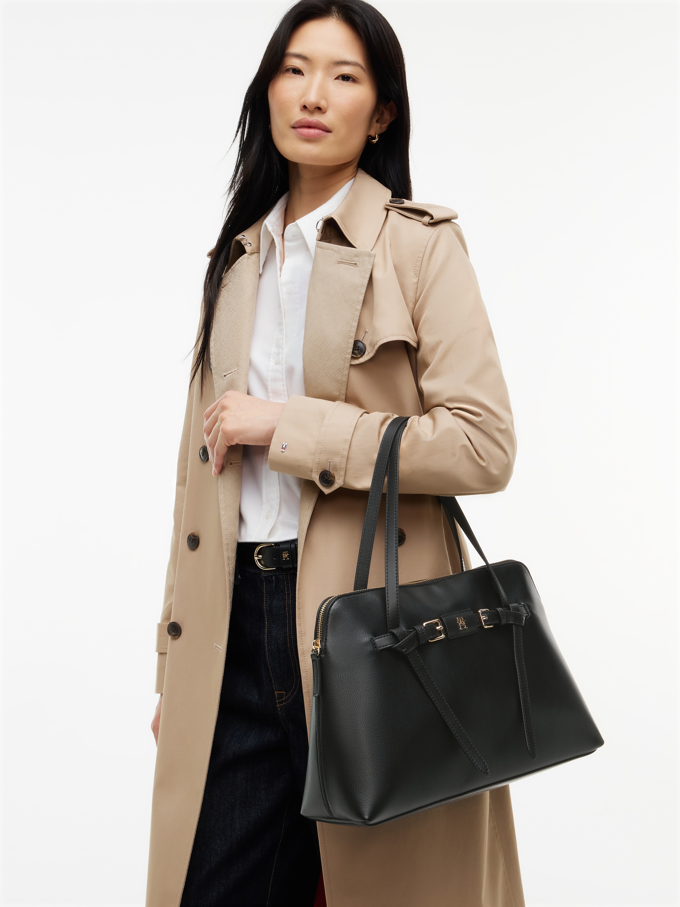 Tommy Hilfiger Handtasche »TH BUCKLE TOTE« Damen Schultertasche, mit Zierschnalle und TH-Schmuckelement