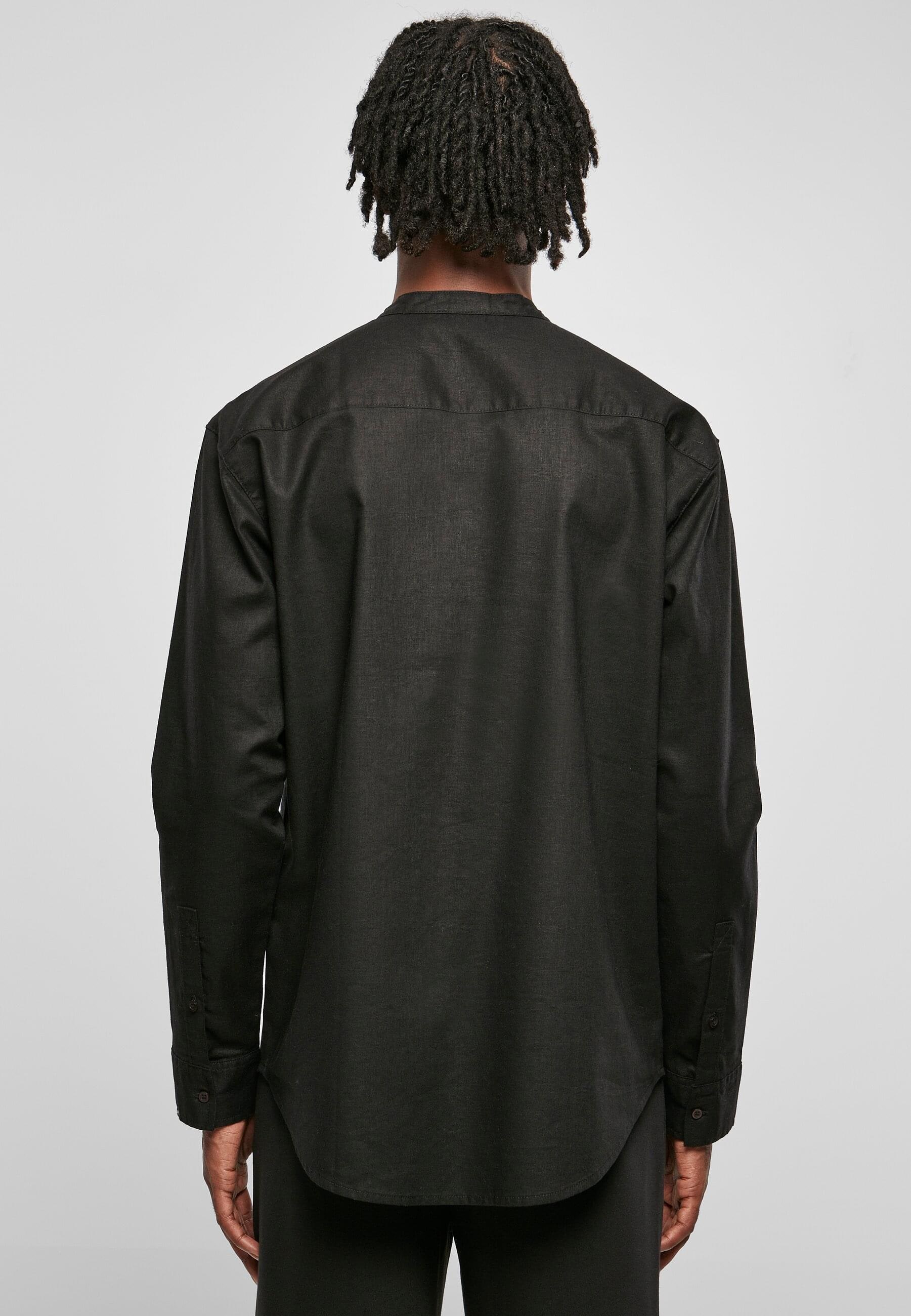 URBAN CLASSICS Langarmhemd »Urban Classics Herren Cotton Linen Stand Up Collar Shirt«, (1 tlg.)