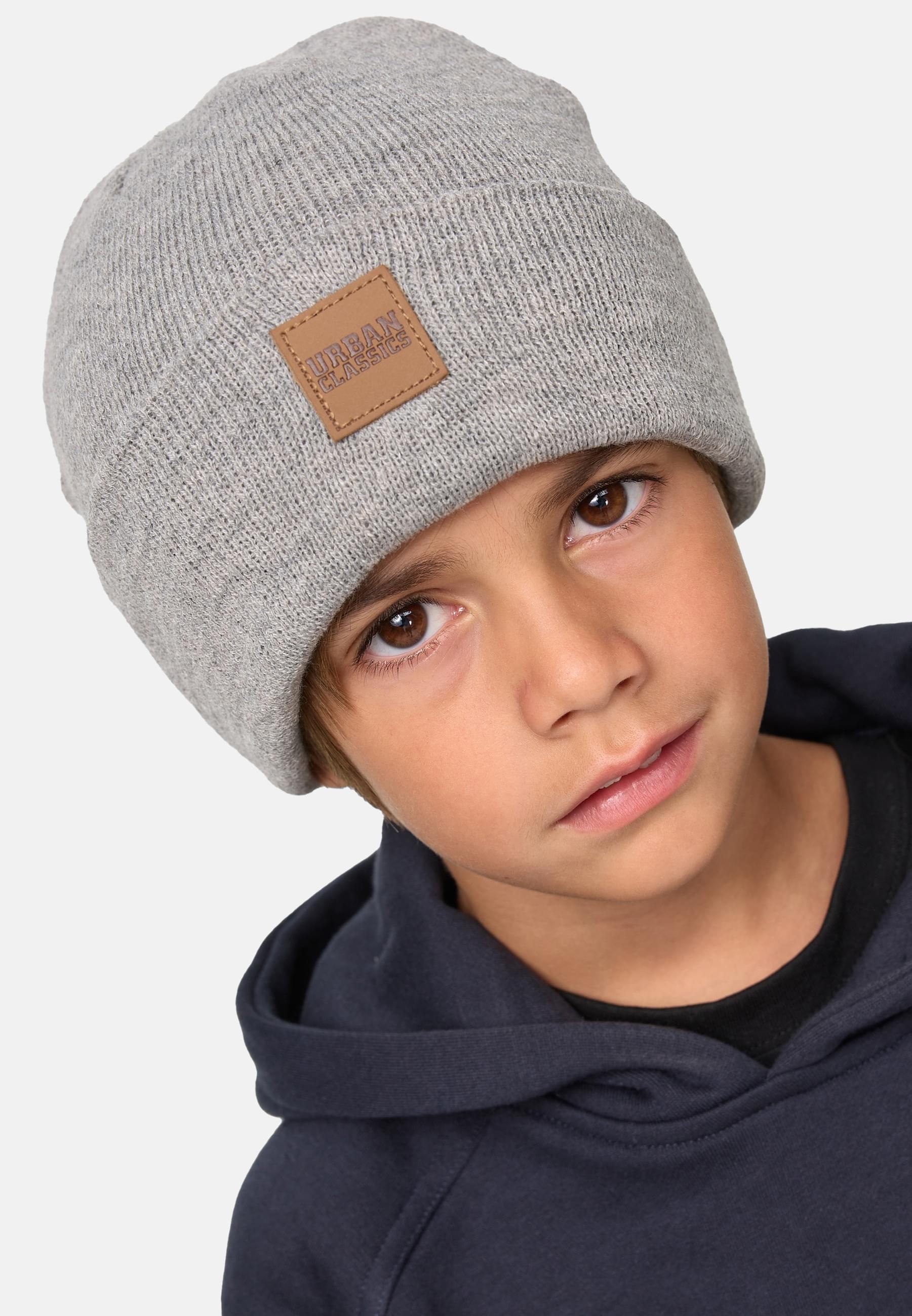 URBAN CLASSICS Beanie »Urban Classics Damen Logopatch Beanie Kids 2-Pack«, (1 St.)