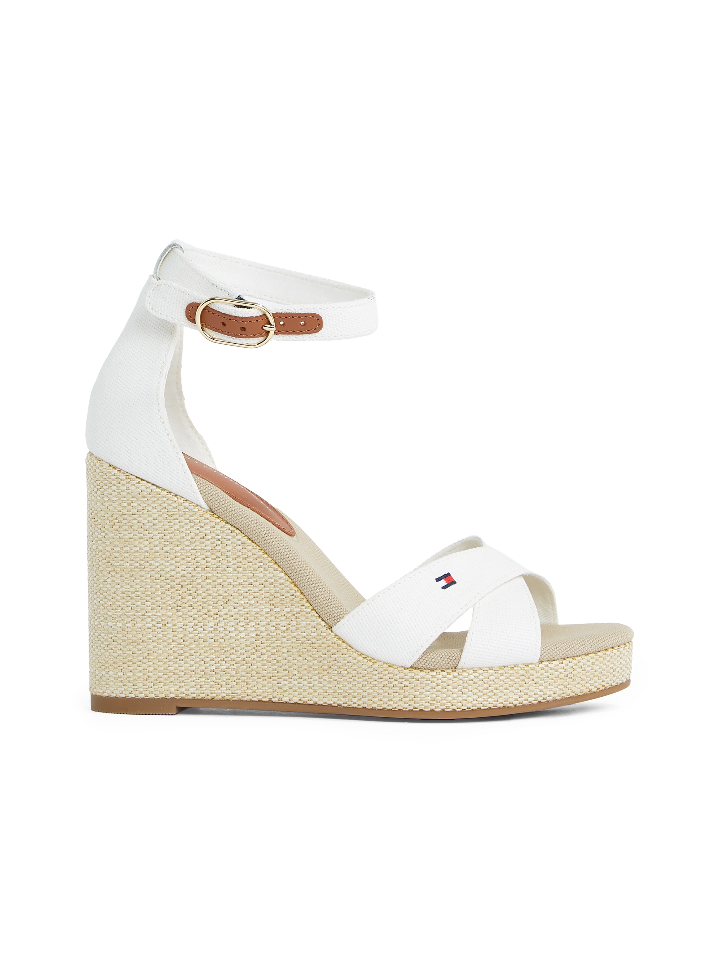 Tommy Hilfiger High-Heel-Sandalette »FLAG HIGH WEDGE ESPAD CRISSCROSS«, Riemchensandale, Sommerschuh, Keilsandalette, verstellbarer Schnalle