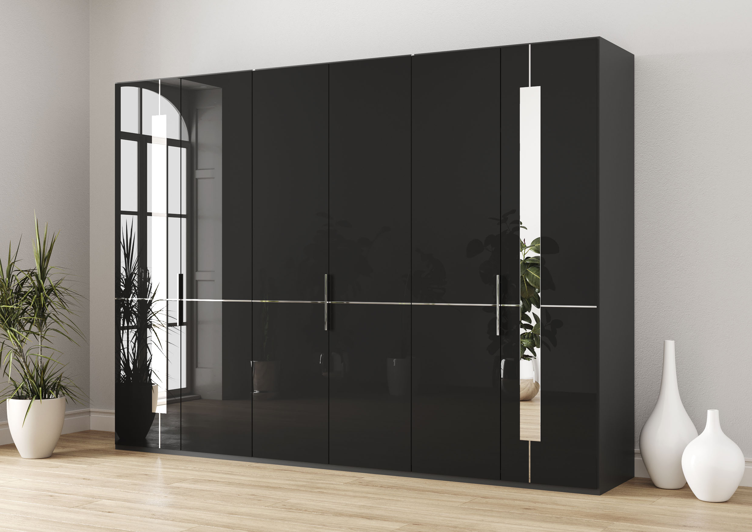 Musterring Kleiderschrank "Imola W" inkl. Einlegeböden und Kleiderstangen, Glastüren inklusive Zierspiegel