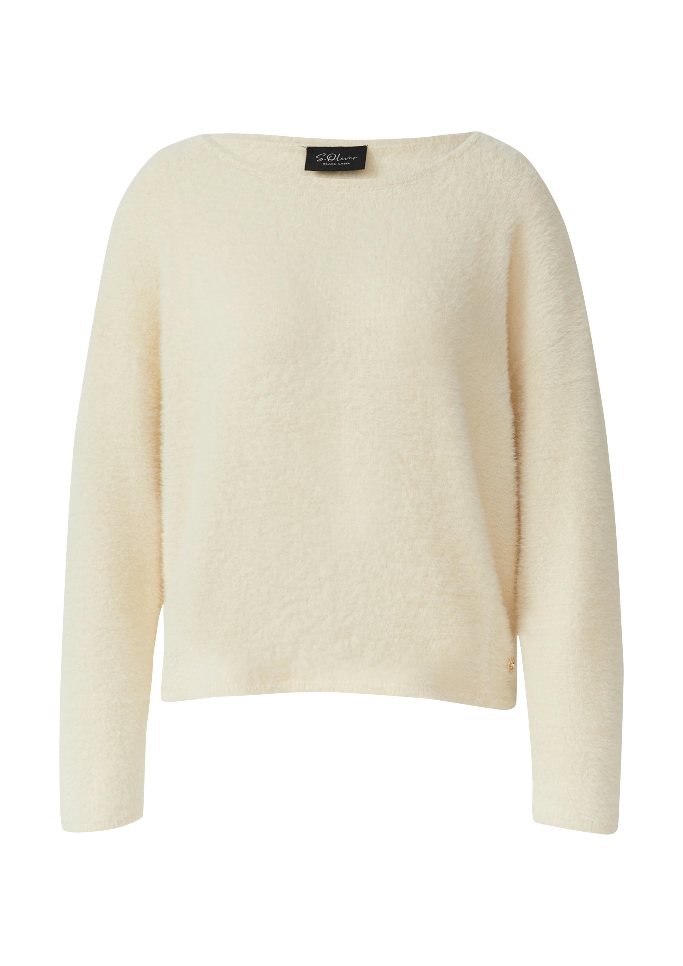 s.Oliver BLACK LABEL Strickpullover, flauschig, mit U-Boot-Ausschnitt