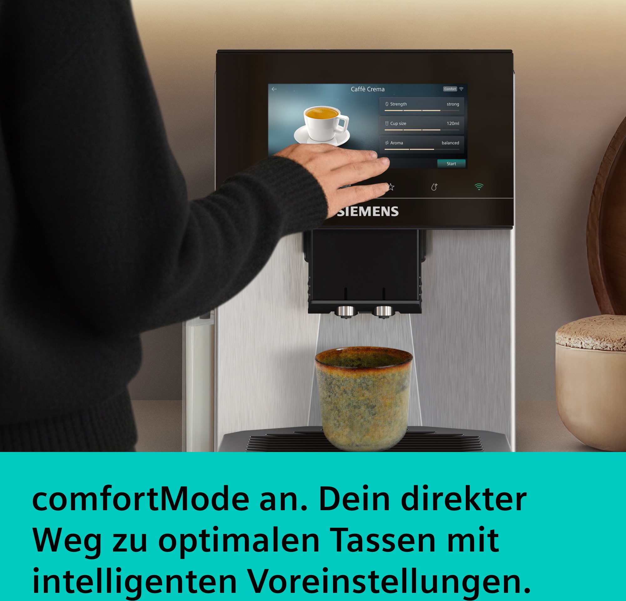 SIEMENS Kaffeevollautomat »TQ923E03« farbiges 6.8'' TFT-Display, individuelle Aromaeinstellung, Edelstahl