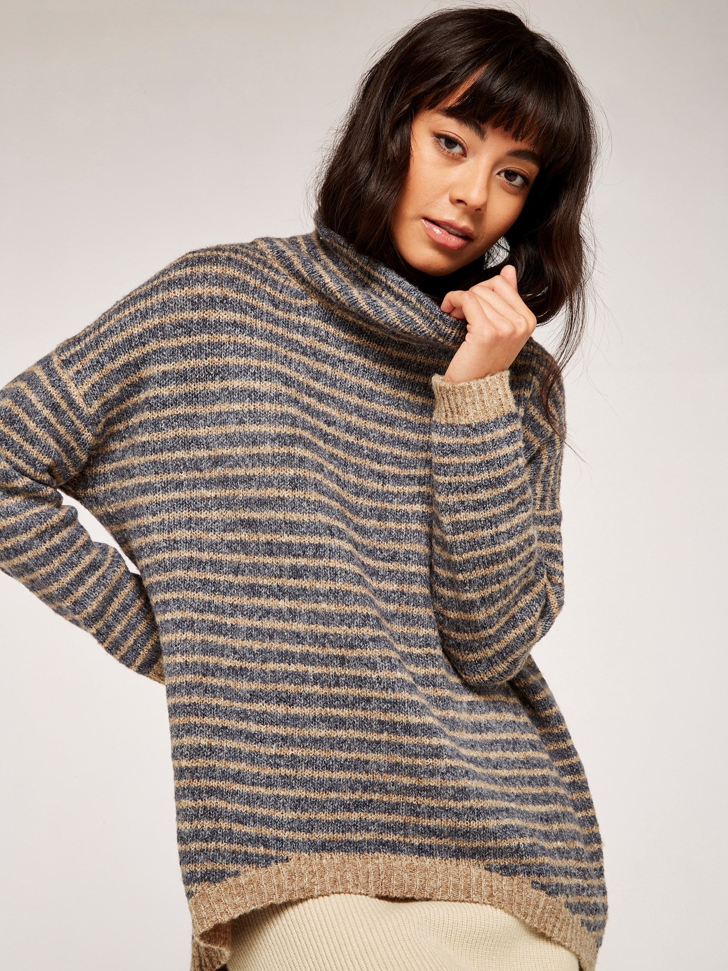 Apricot Strickpullover »Longpullover« mit Streifen