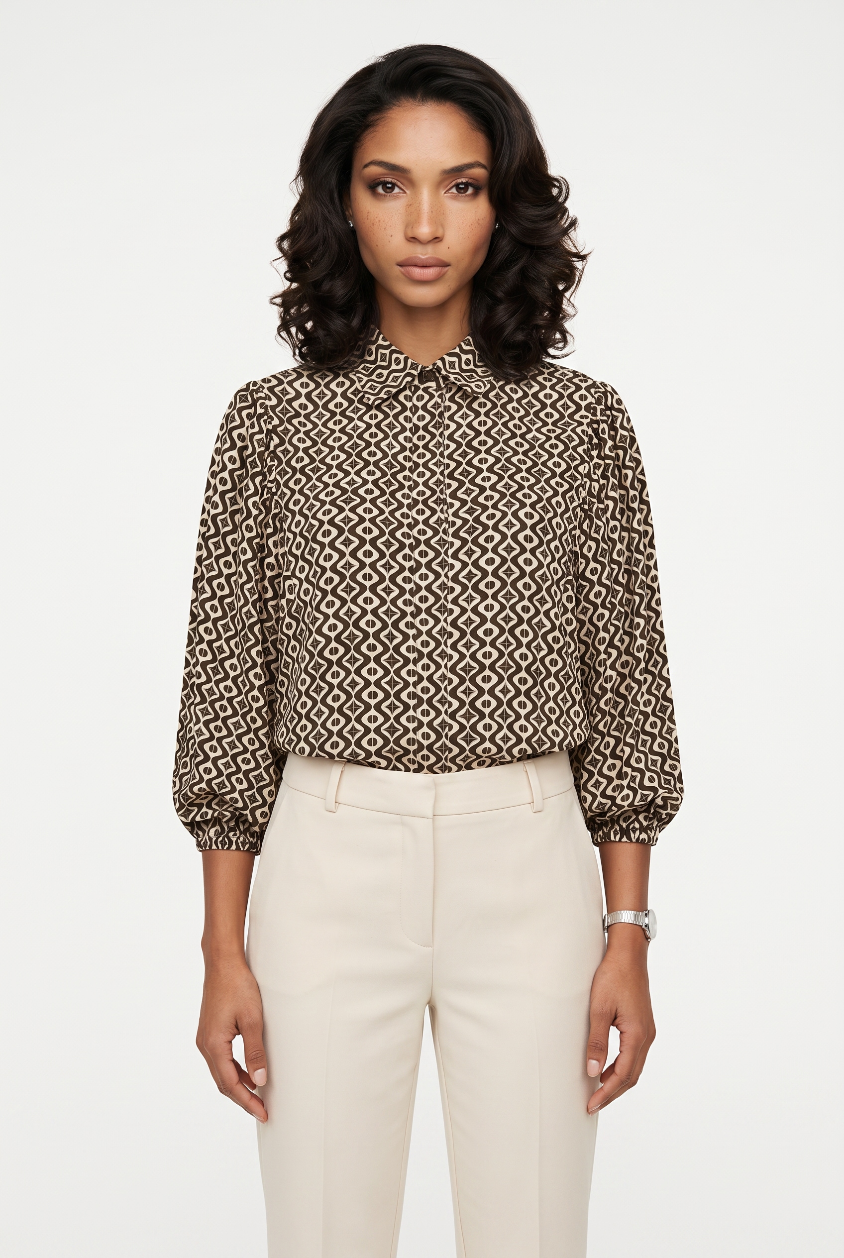 FREEQUENT Druckbluse »FQADNEY-SHIRT« gemustert mit 3/4- Ballonärmel
