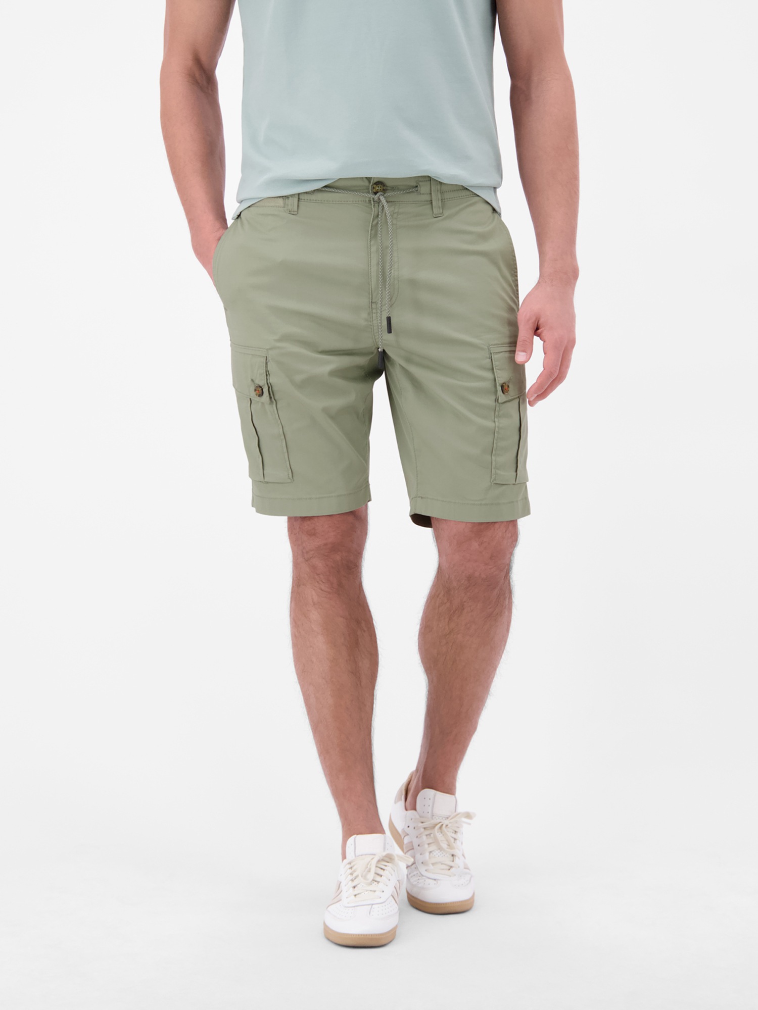 Cargobermudas LERROS "Cargo Bermuda aus hautfreundlichem Baumwollmix", Herren, Gr. 33, tinted grau, 66% Baumwolle, 32% Nylon, 2% Elasthan, Hosen 3