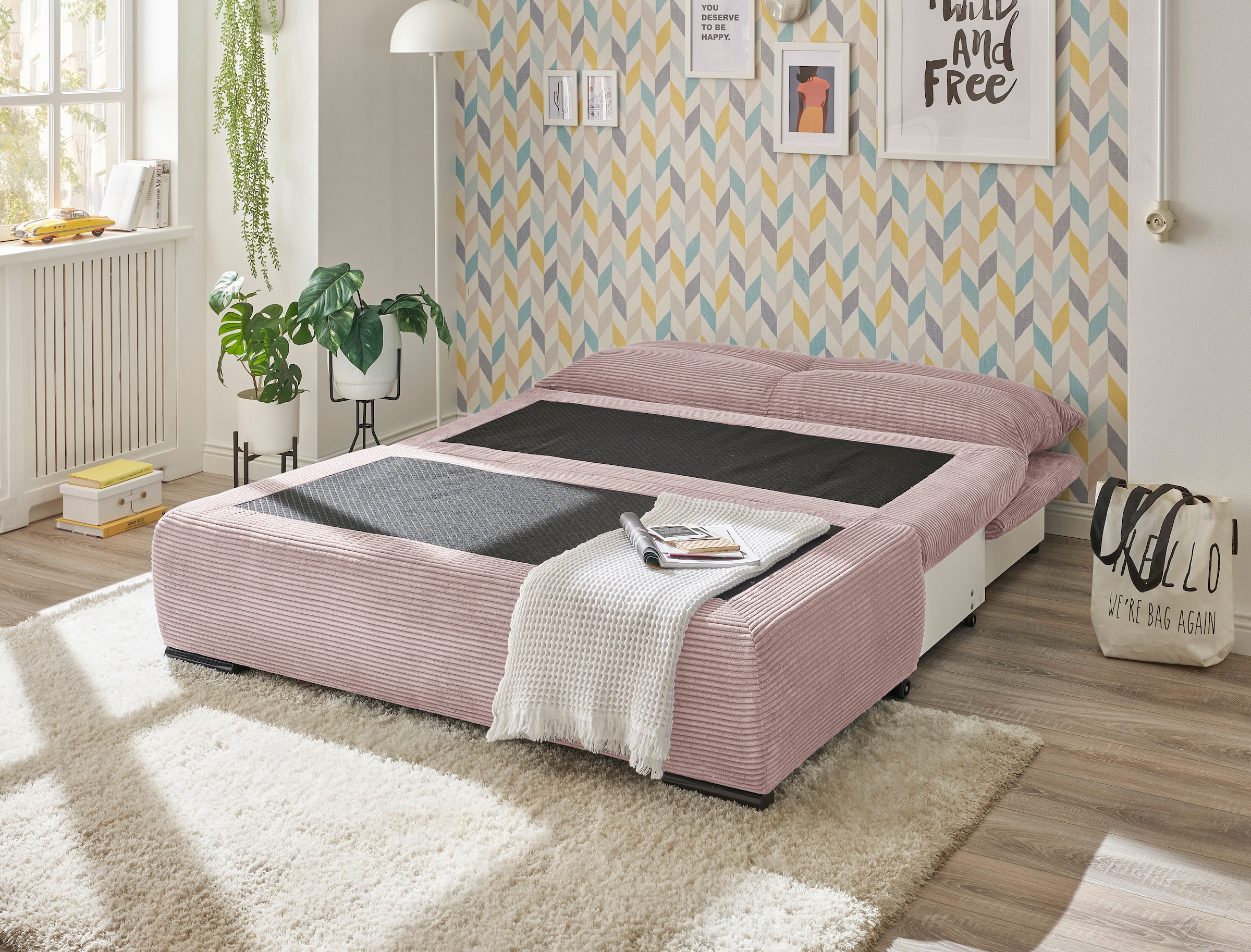 ED EXCITING DESIGN Schlafsofa »Charlie«, Schlafsessel mit Bettkasten & 1 Rückenkissen