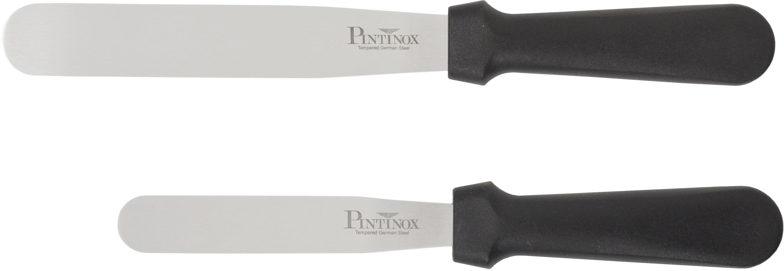 PINTINOX Streichpalette "Professional" Edelstahl, spülmaschinengeeinget, 1 Spatel 10,5cm, 1 Spatel 15,9 cm