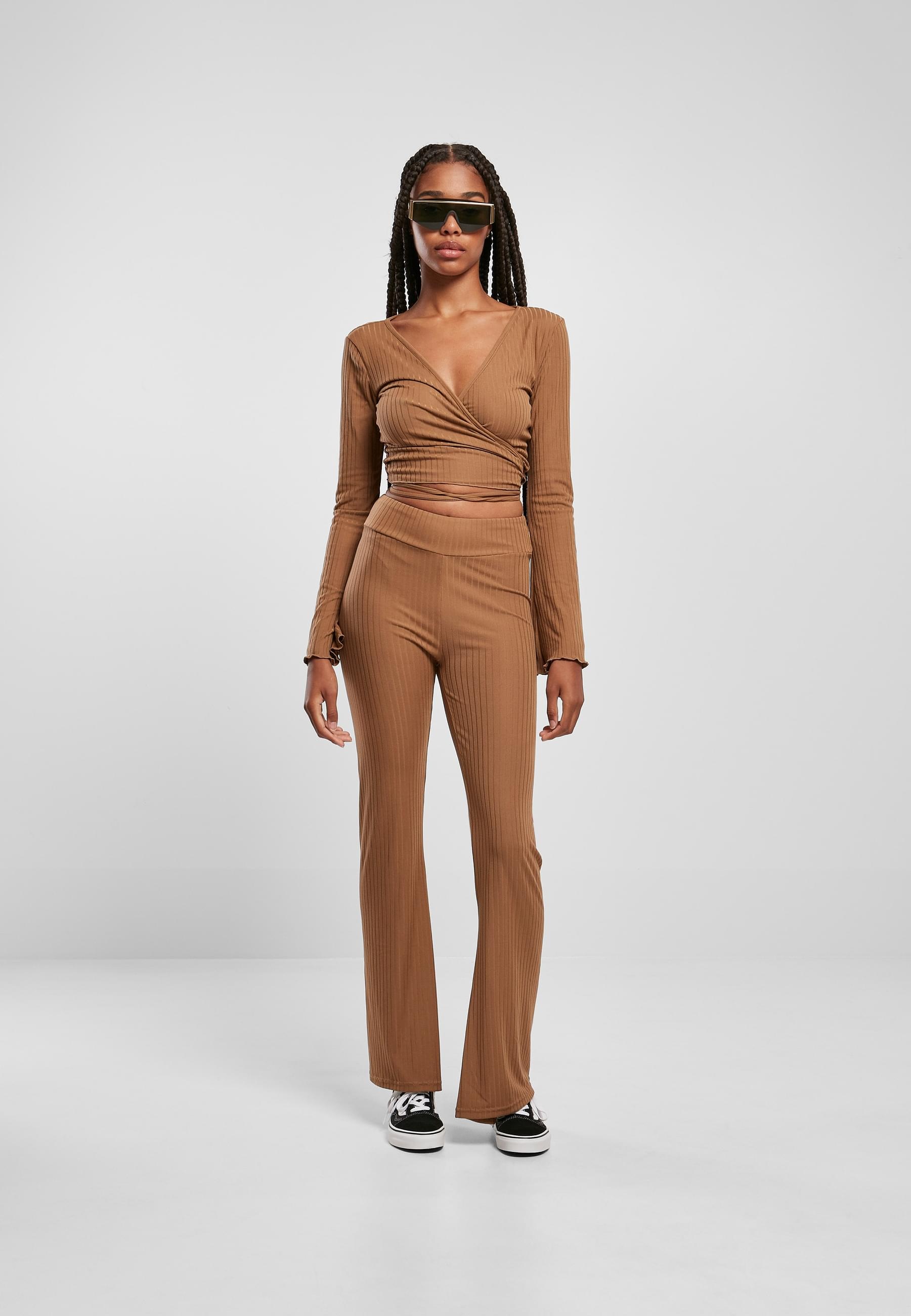 URBAN CLASSICS Longsleeve »Urban Classics Damen Ladies Cropped Rib Wrapped Longsleeve«, (1 tlg.)