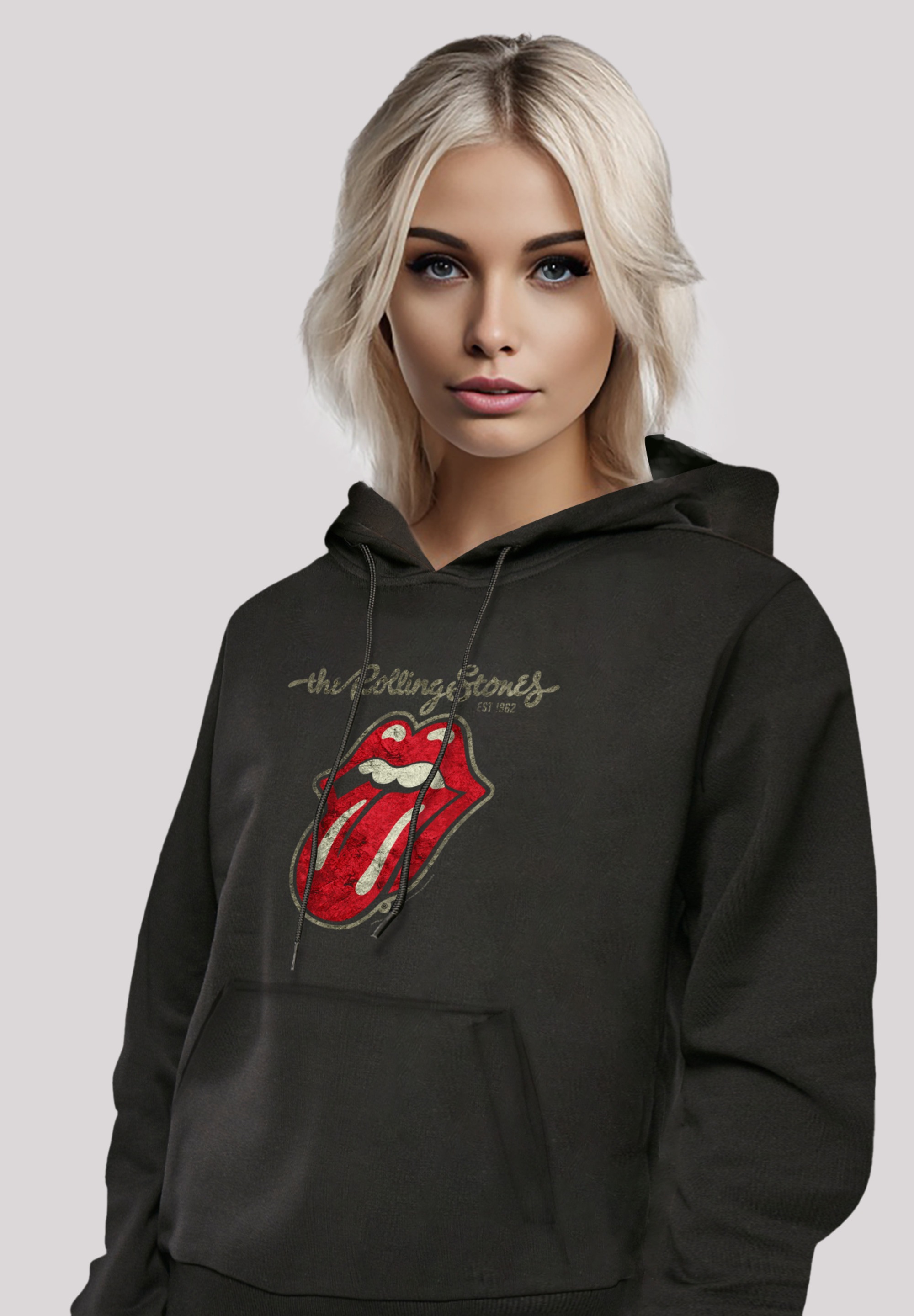 F4NT4STIC Kapuzenpullover »The Rolling Stones Plastered Tongue Washed«, Premium Qualität