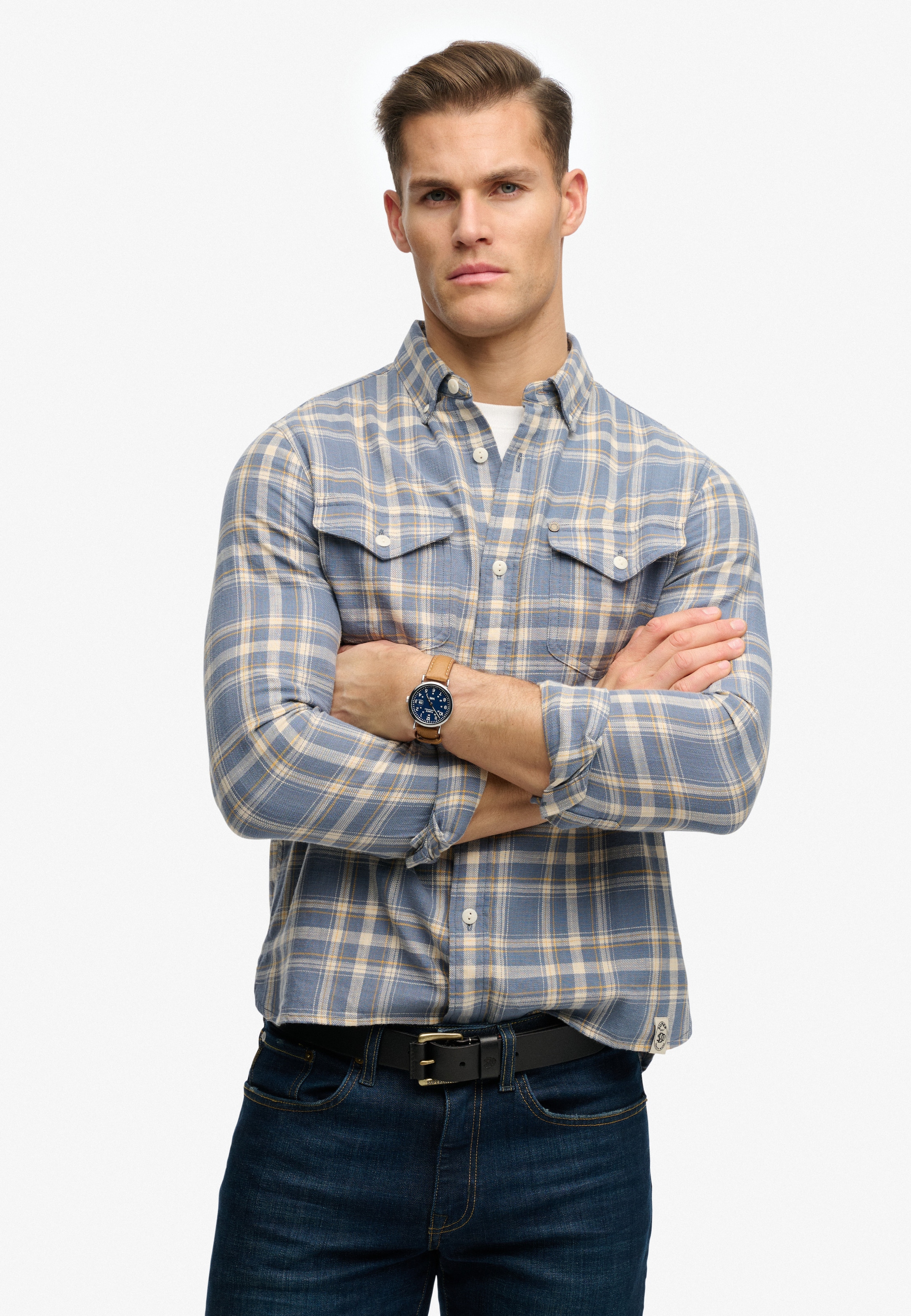 Superdry Langarmhemd "MERCHANT LITE CHECK SHIRT" mit Knopfleiste, aus Baumwolle, Regular Fit, kariertes Design