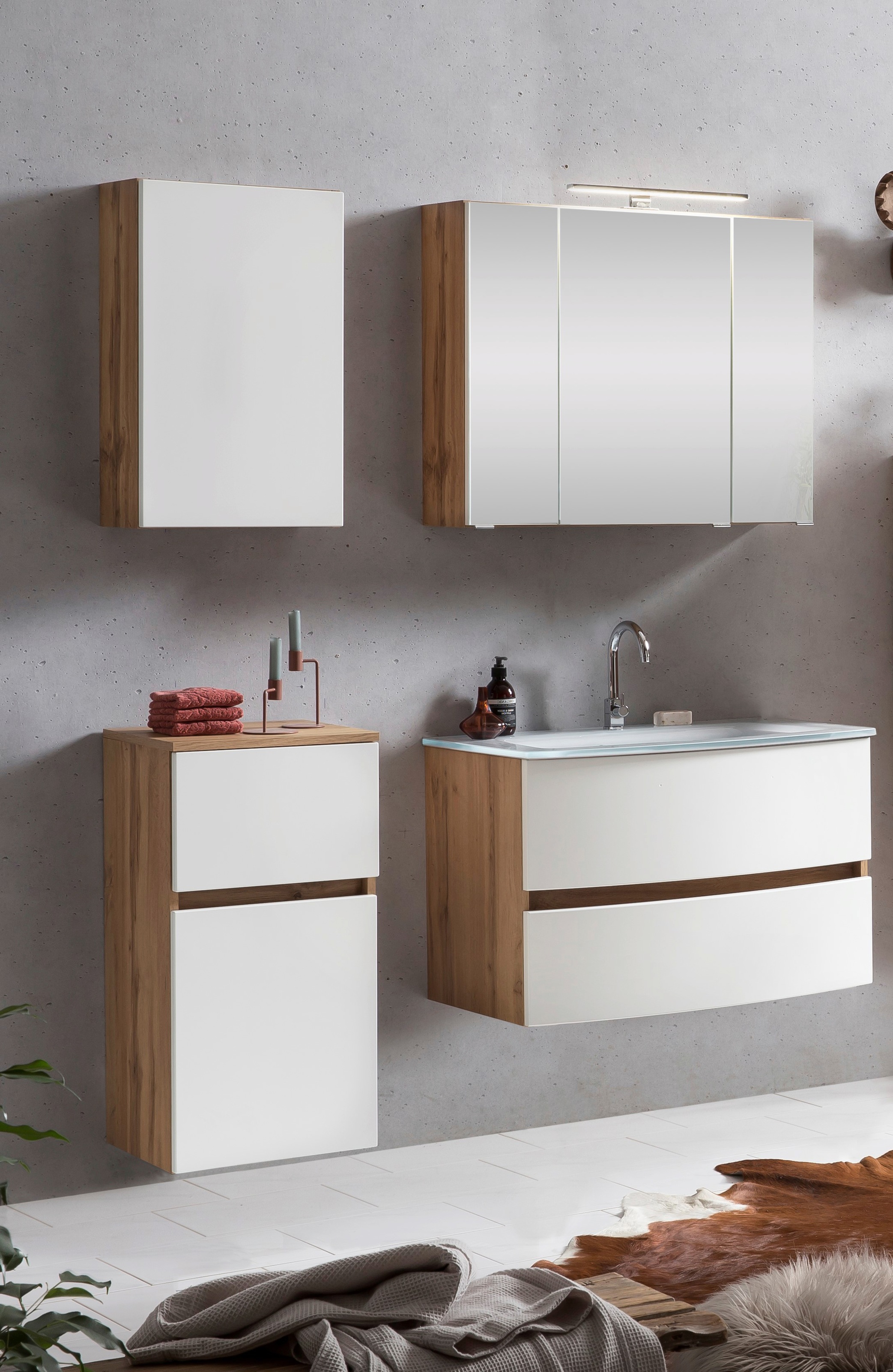 welltime Badezimmer-Set "Kaunas" Set, 4 Stk. tlg. Breite 120 cm, Soft Close günstig online kaufen