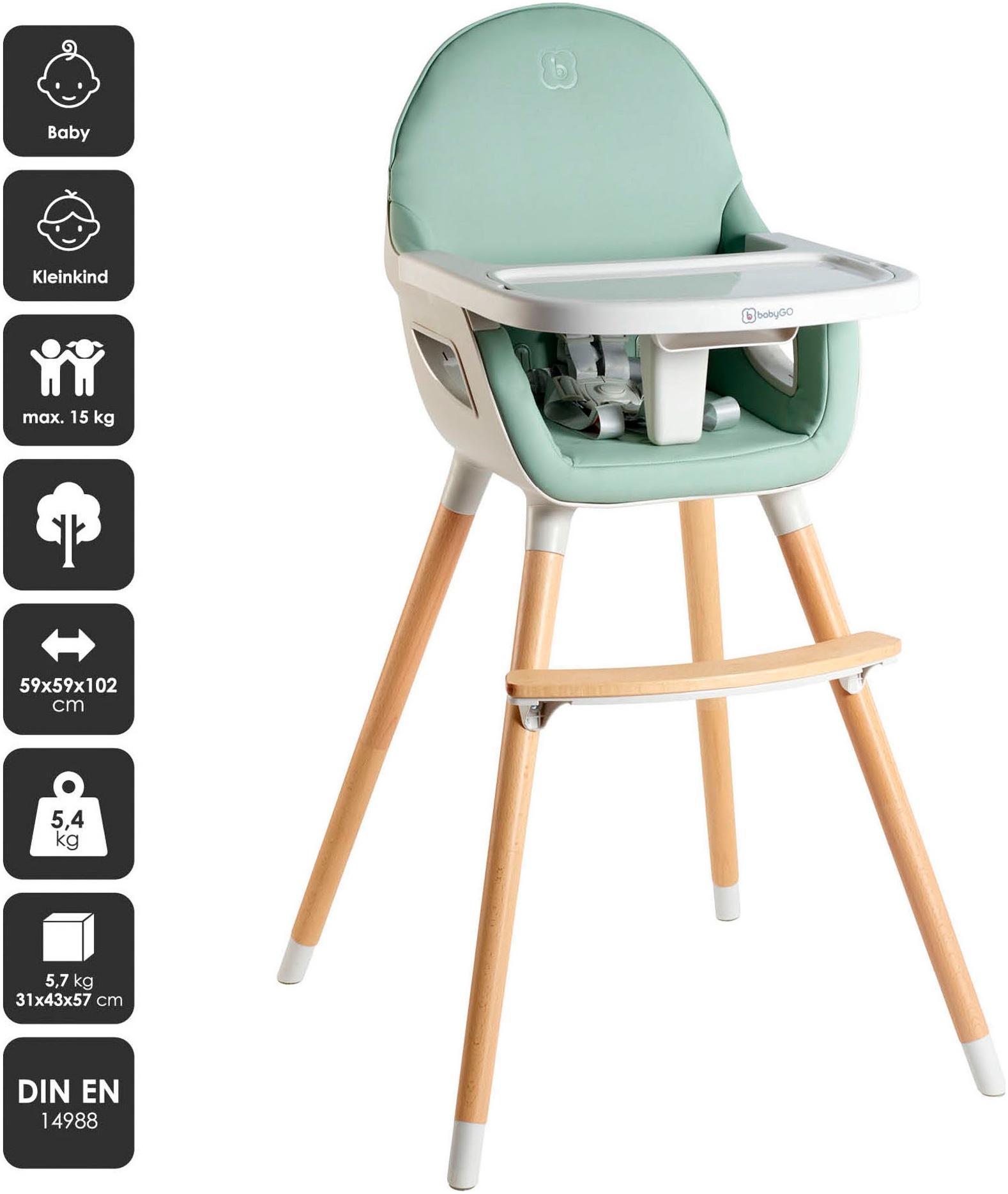 BabyGo Hochstuhl "Scandi - wood" () günstig online kaufen