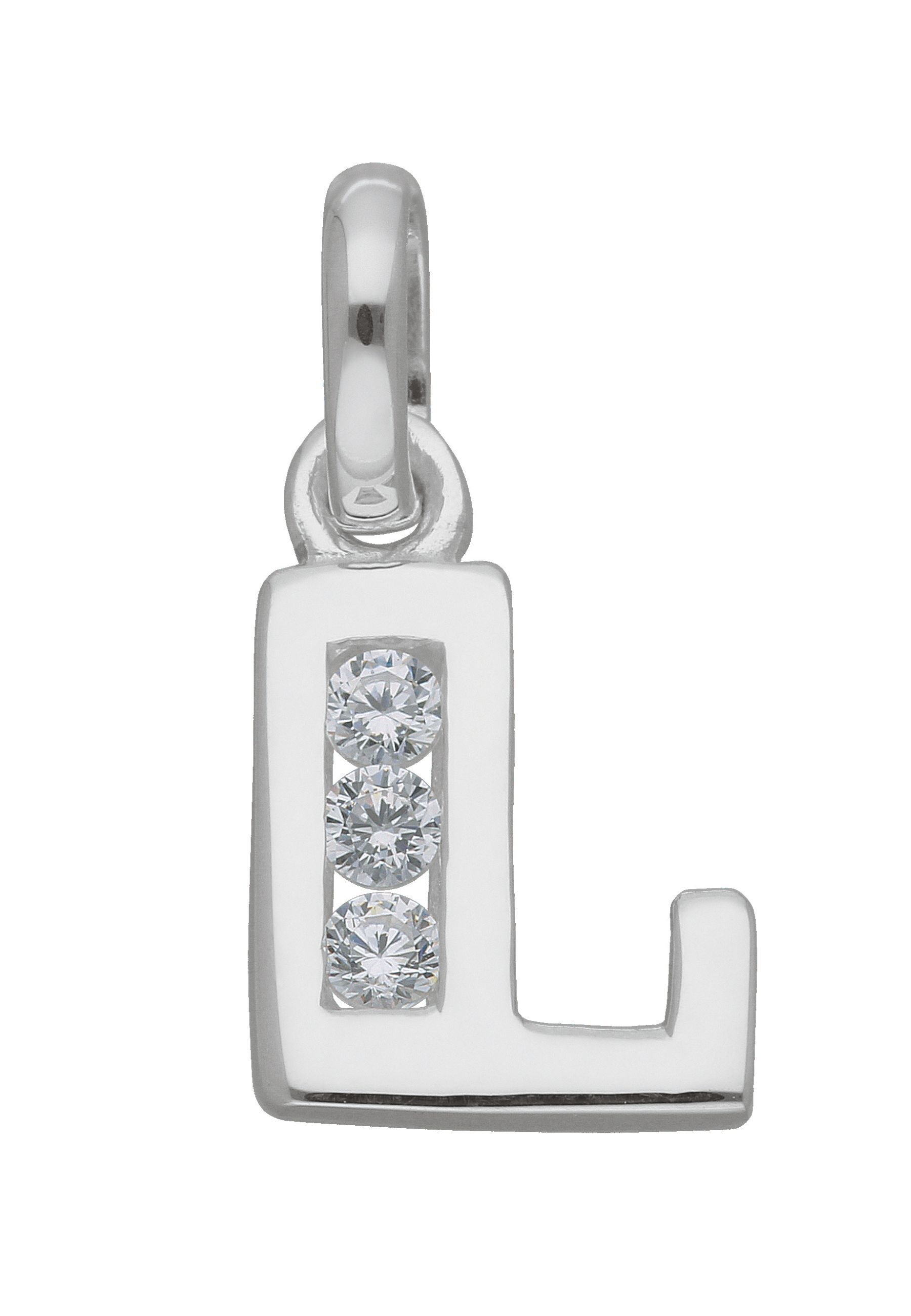 ADELIA ́S Damen Namenskette "Halskette - Namenskette mit Buchstabenanhänger L mit Zirkonia", Silber 925 (Sterlingsilber), silber, Silber 925