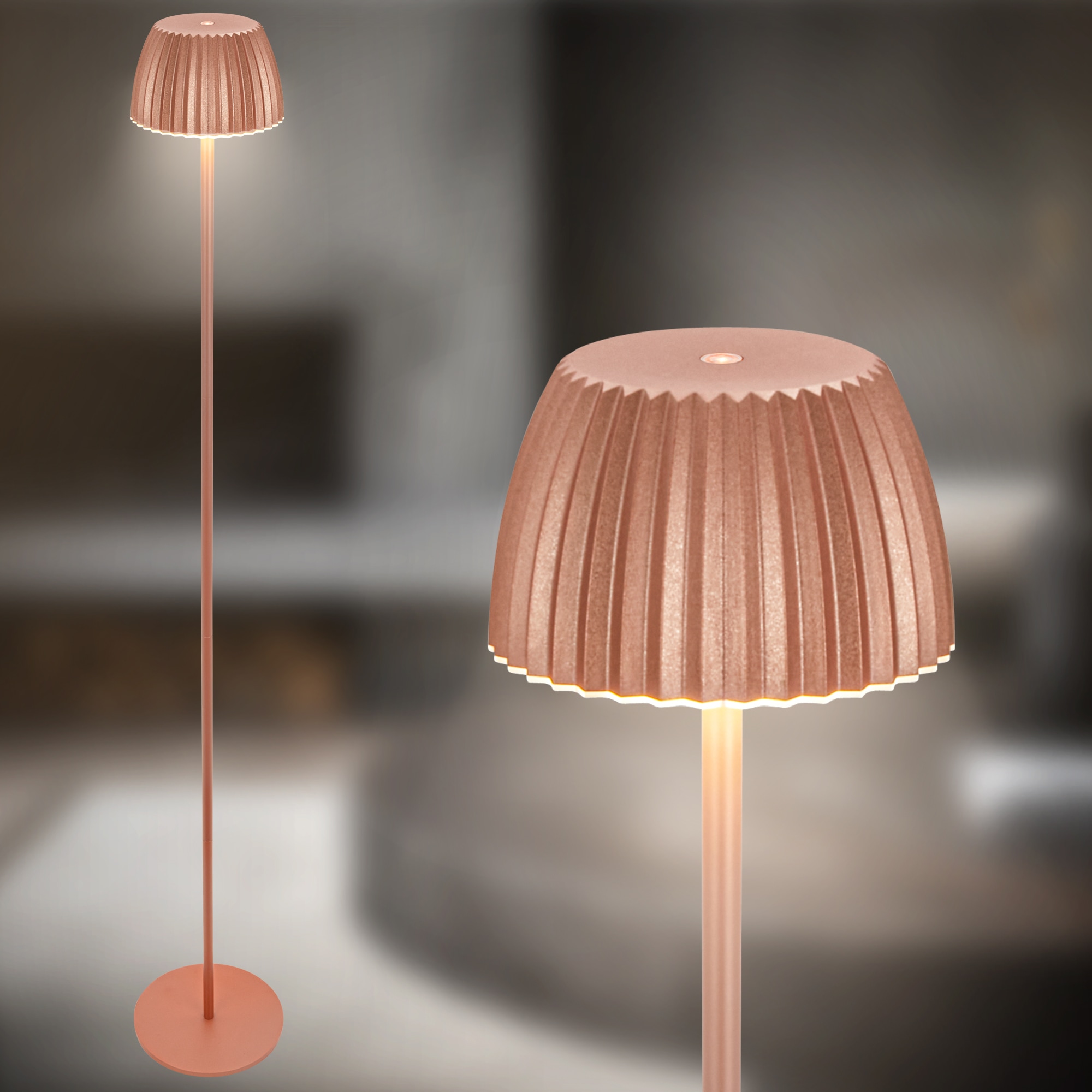 Briloner Leuchten LED Stehlampe »Akku LED Stehleuchte, kupferfarben«