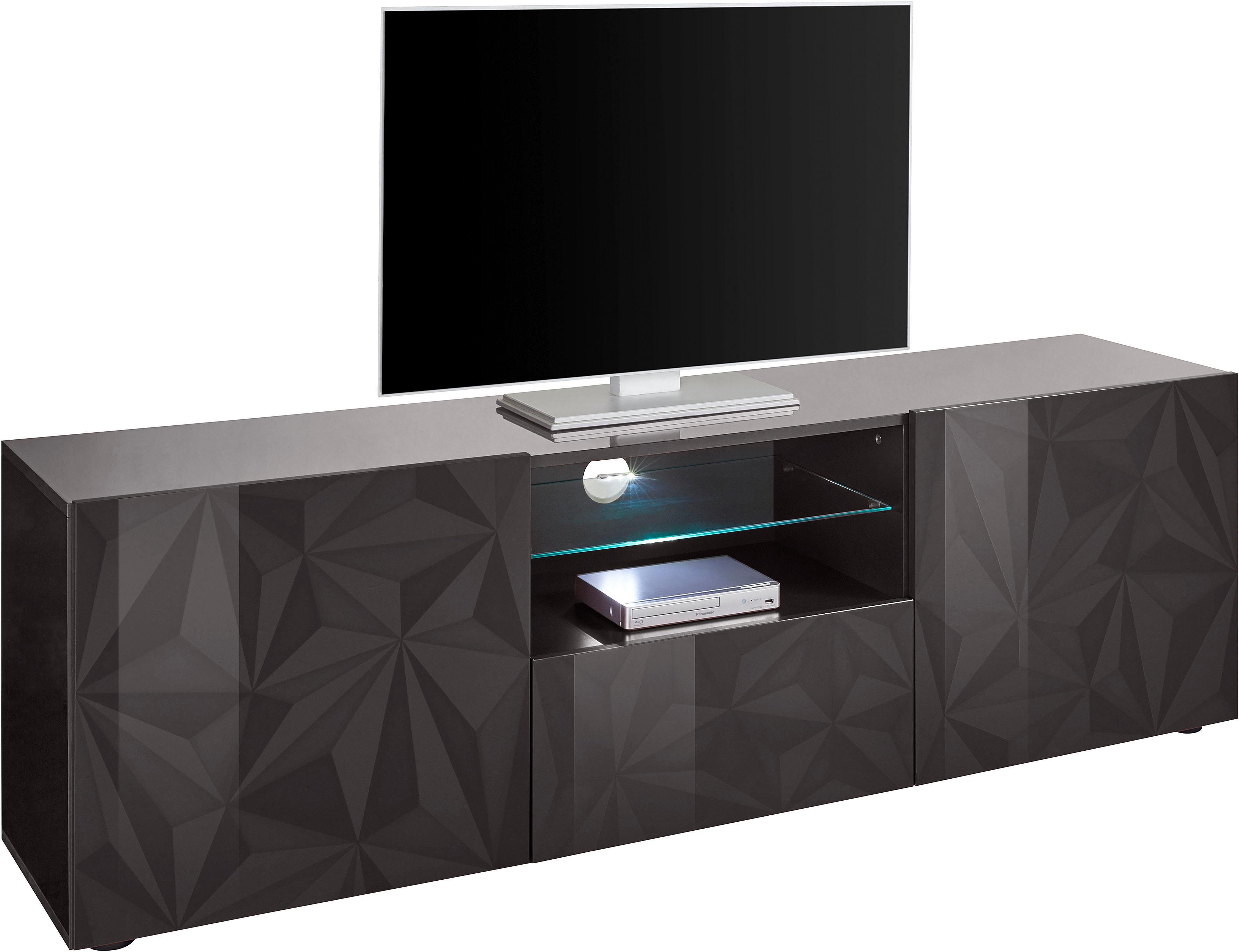 Home affaire Lowboard "Prisma Breite 181 cm, TV-Board 2 Türen, 1 Schubkasten, TV-Schrank" Front mit elegantem Siebdruck, grifflos, viel Stauraum