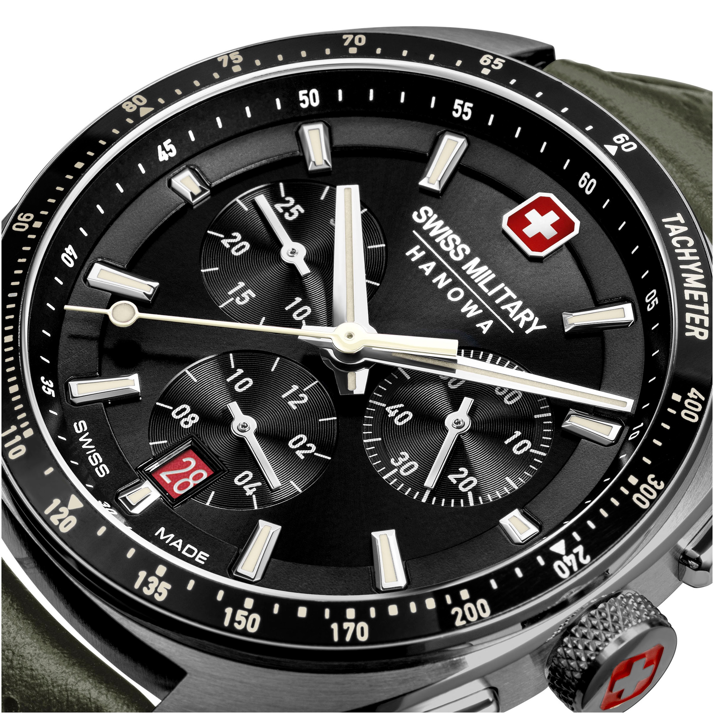 Swiss Military Hanowa Chronograph »DEFENDER«, Quarzuhr, Armbanduhr, Herren, Schweizer Uhr, Swiss Made, Stoppfunktion