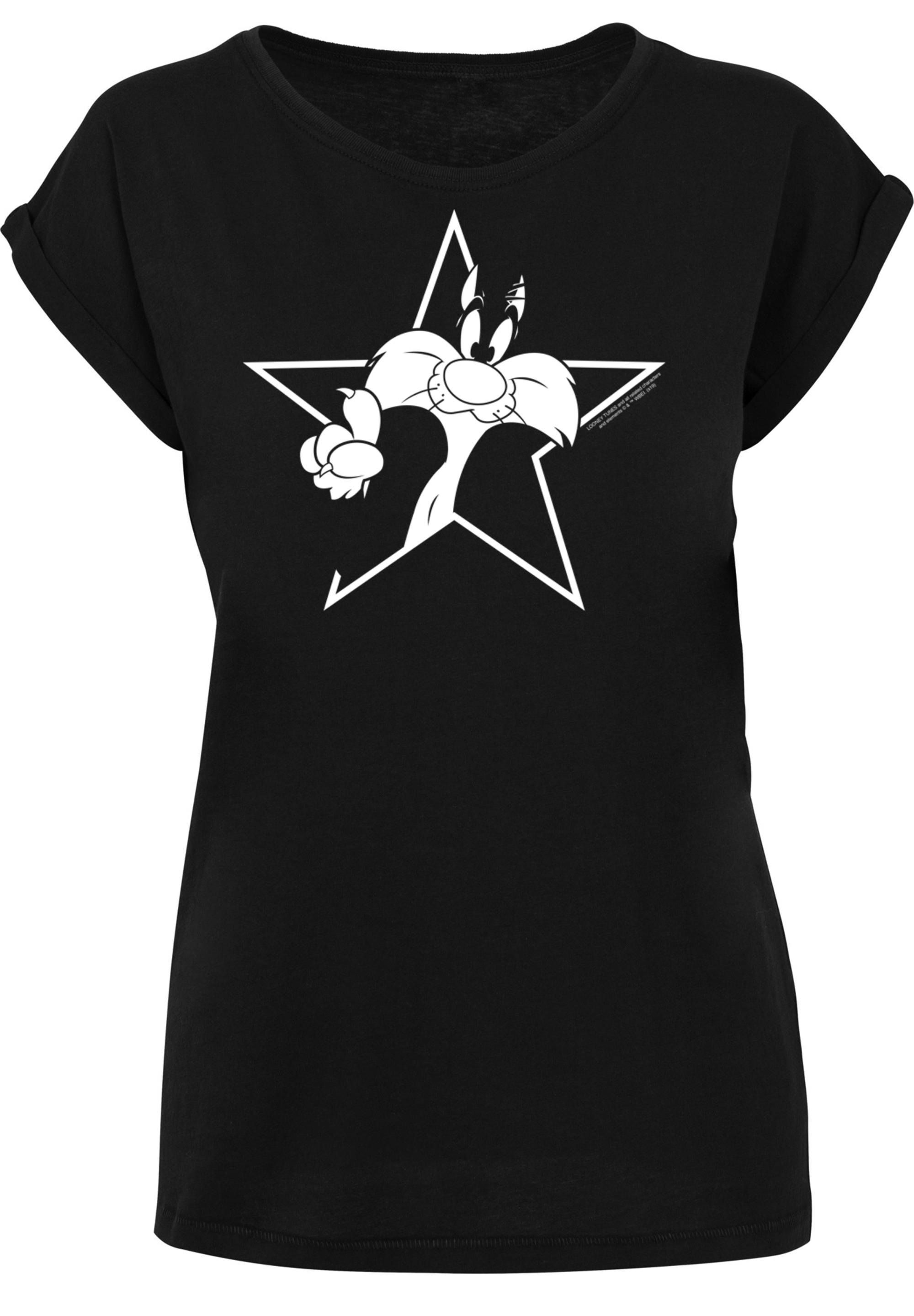 F4NT4STIC T-Shirt »Looney Tunes Sylvester Cartoon Stern«, Damen,Premium Merch,Regular-Fit,Kurze Ärmel,Bedruckt