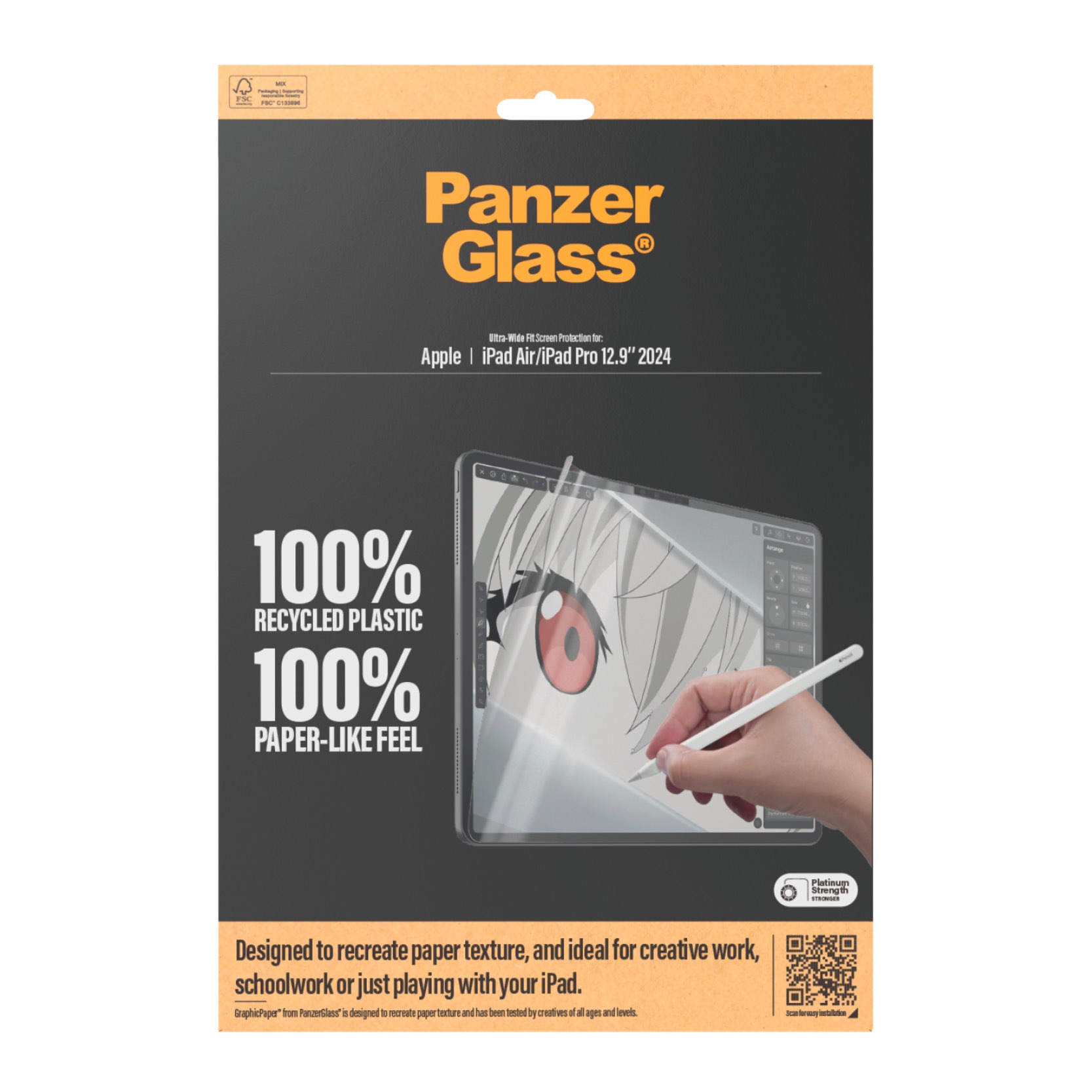 PanzerGlass Displayschutzfolie »Ultra Wide Fit GraphicPaper Screen Protector«, für Apple iPad Air-Apple iPad Pro 12.9 2024, Schutzfolie, Bildschirmschutz, kratzfest, paperfeel, papierähnlich