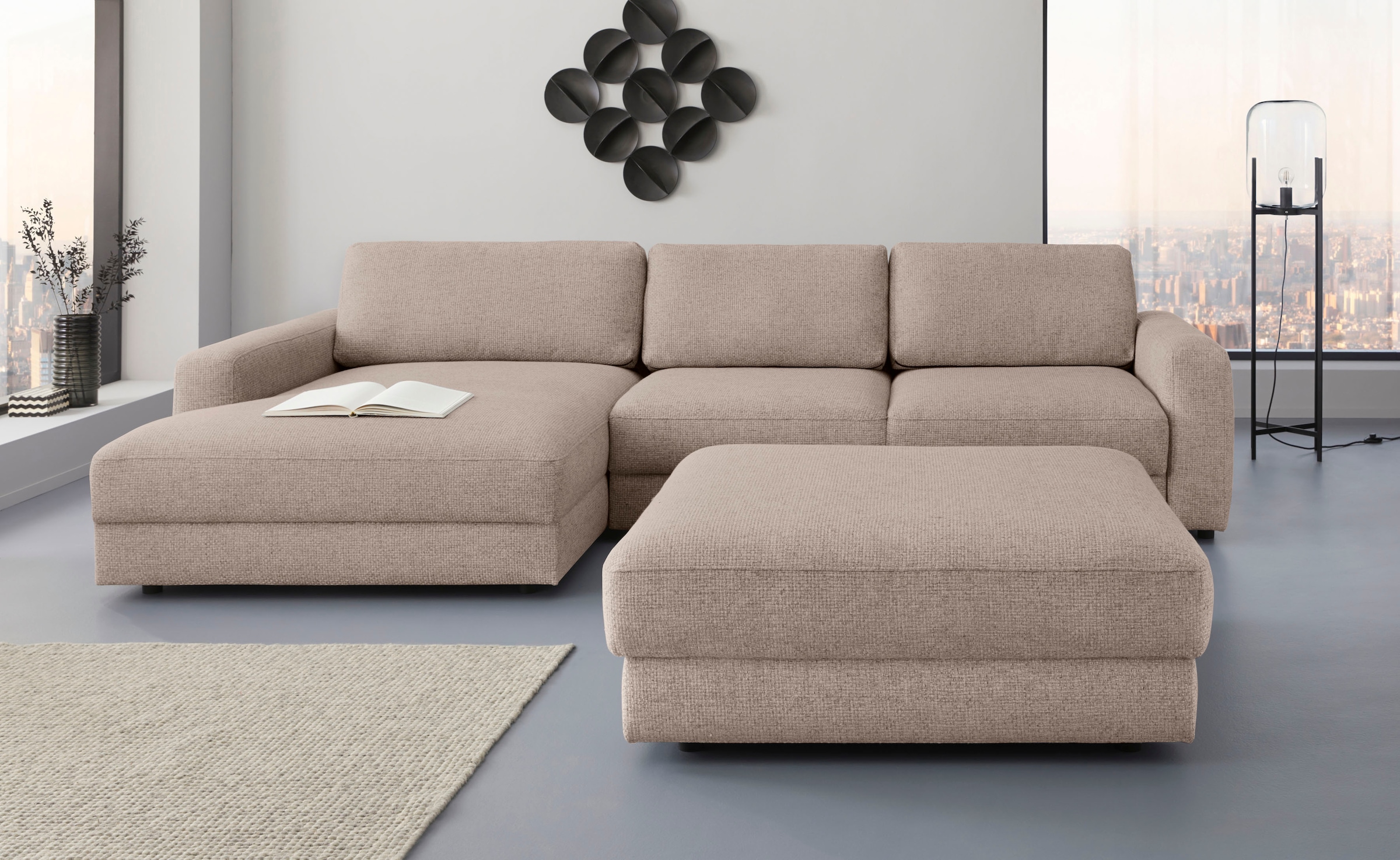 Places of Style Ecksofa »Bloomfield, L-Form«, wahlweise mit Bettfunktion und Bettkasten