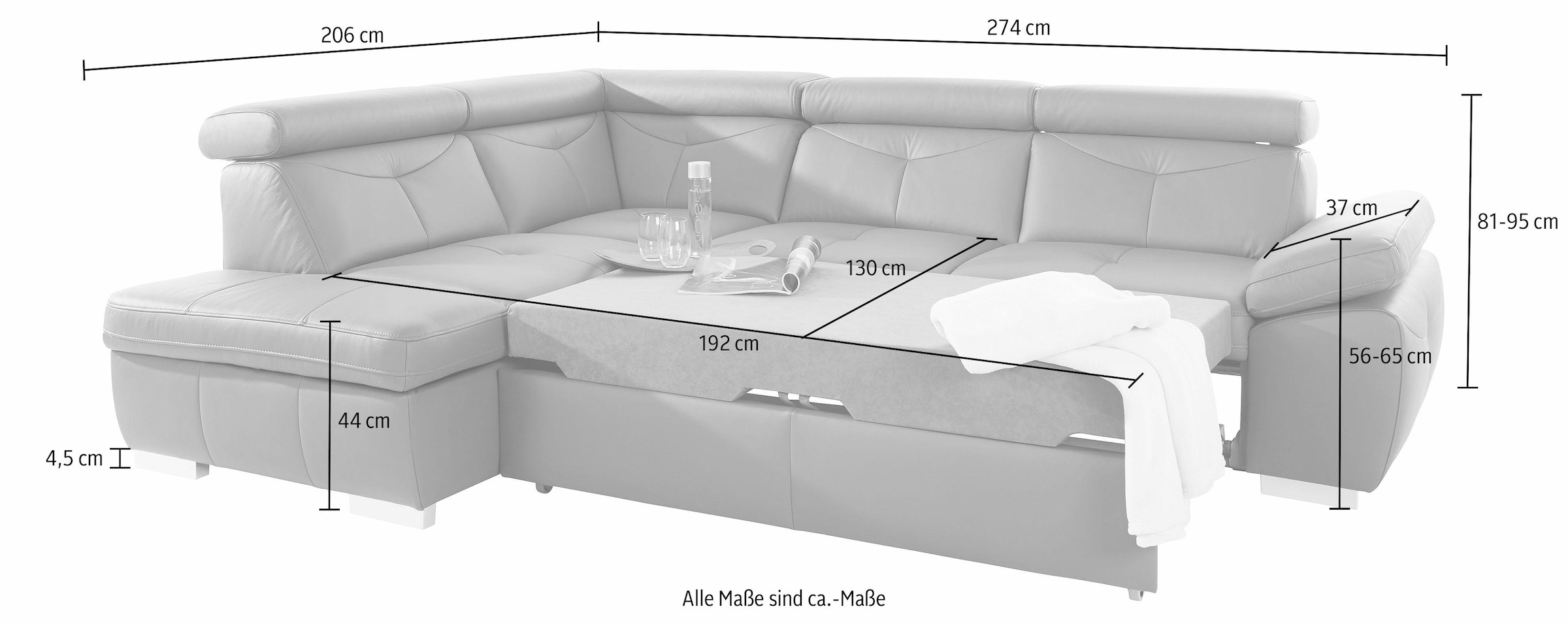 exxpo - sofa fashion Ecksofa »Spring, L-Form«, wahlweise mit Bettfunktion und Bettklasten