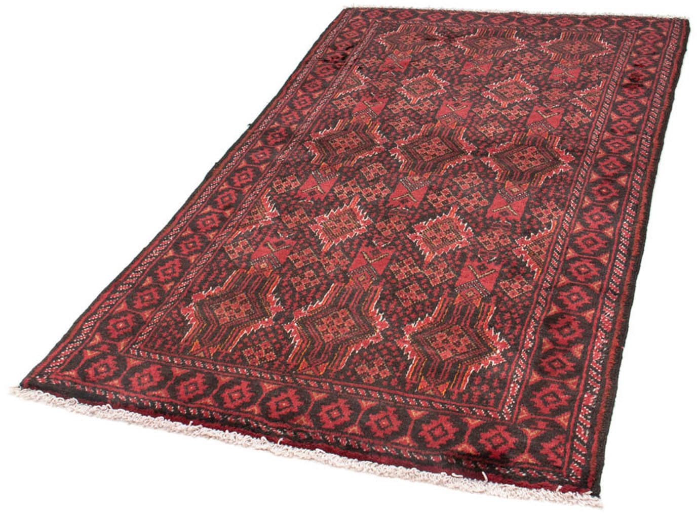 morgenland Hochflor-Läufer "Belutsch Durchgemustert Rosso 182 x 101 cm", rechteckig, 8 mm Höhe, Handgeknüpft