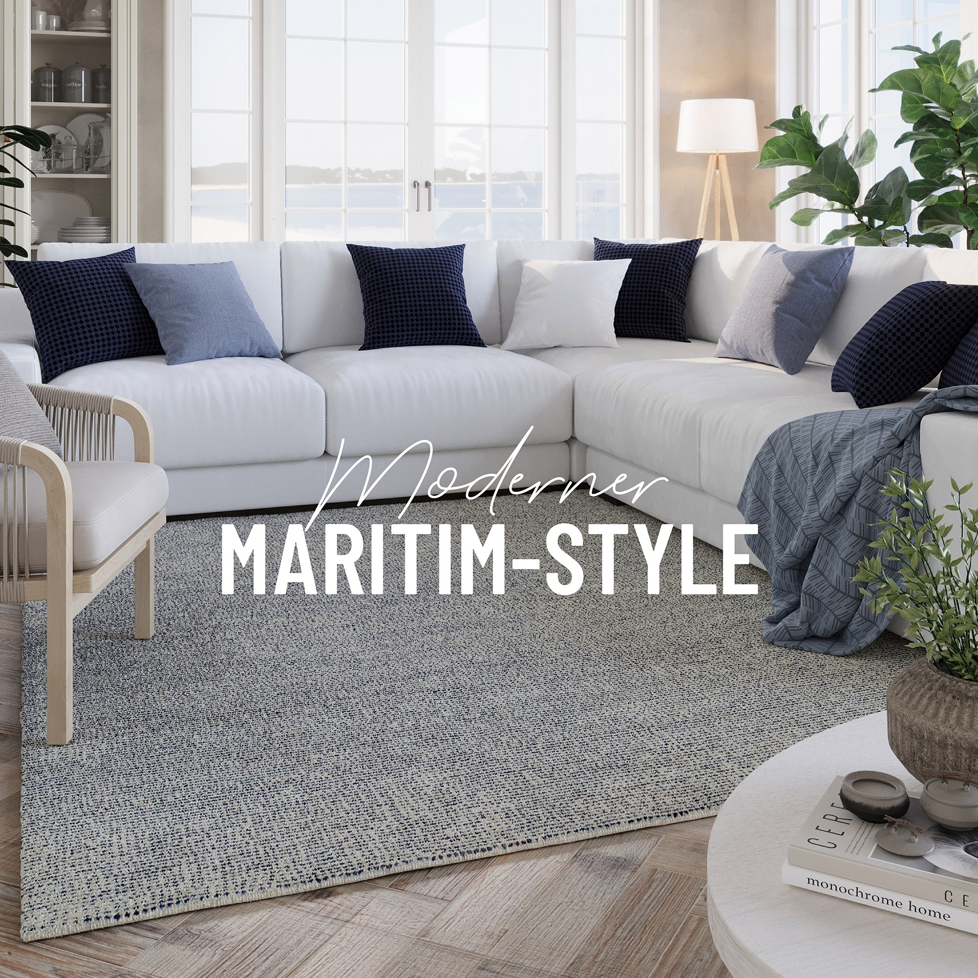 Wecon home Teppich »Hamptons THIRTYTWO«, rechteckig, 15 mm Höhe, Läufer, Kurzflor, Wohnzimmer, Schlafzimmer, elegant, robust, Linien