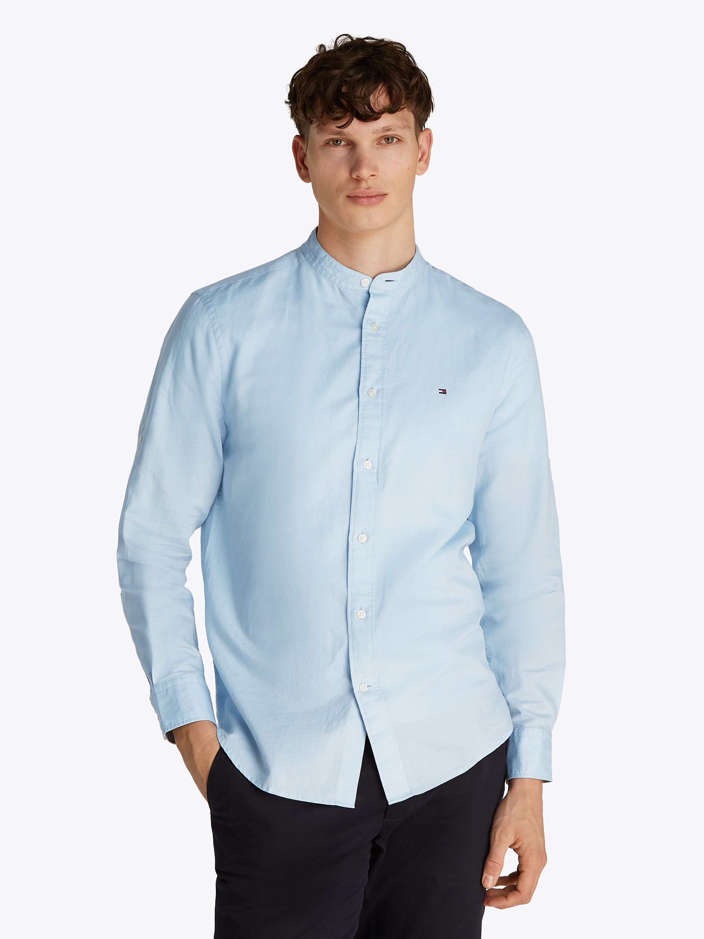Tommy Hilfiger "LINEN BLEND MAO COLLAR SHIRT" günstig online kaufen