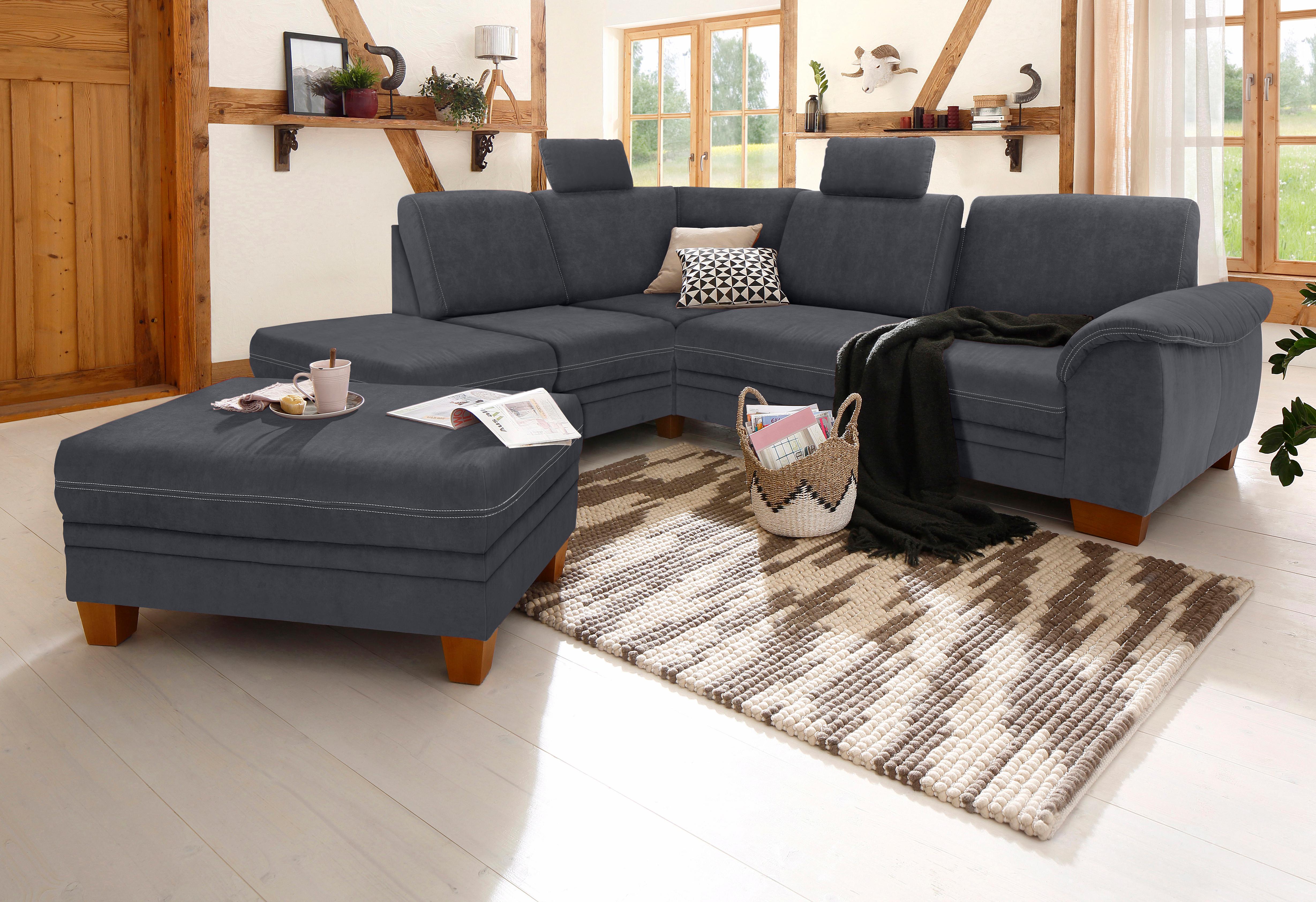 OTTO home Ecksofa "Husum L-Form" mit Sitztiefenverstellung, Federkern-Polsterung und Kontrastnaht