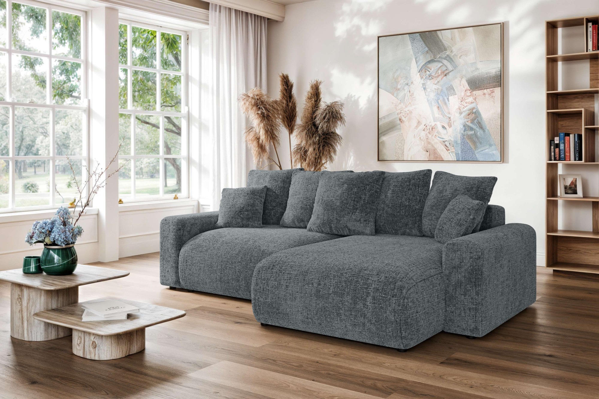 Home affaire Ecksofa »LAKESIDE klein mit Bettfunktion und Bettkasten, B/T/H 235/142/84 cm«, L-Form, Recamiere beidseitig montierbar, mit Wellenunterfederung