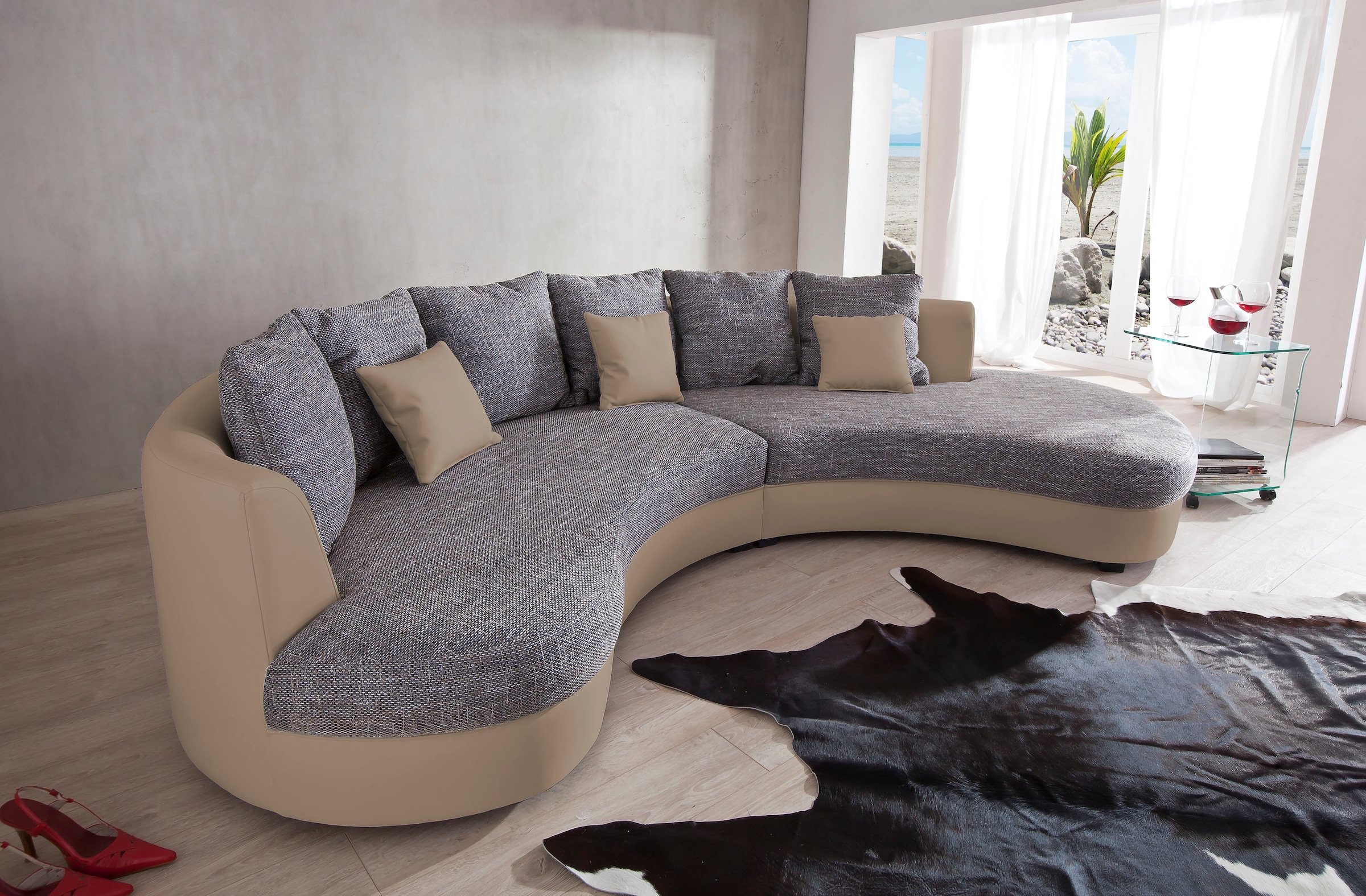Home affaire Ecksofa »Lazio modern und bequem, schmale Armlehnen, tolle Detailverarbeitung« ergonomische Form