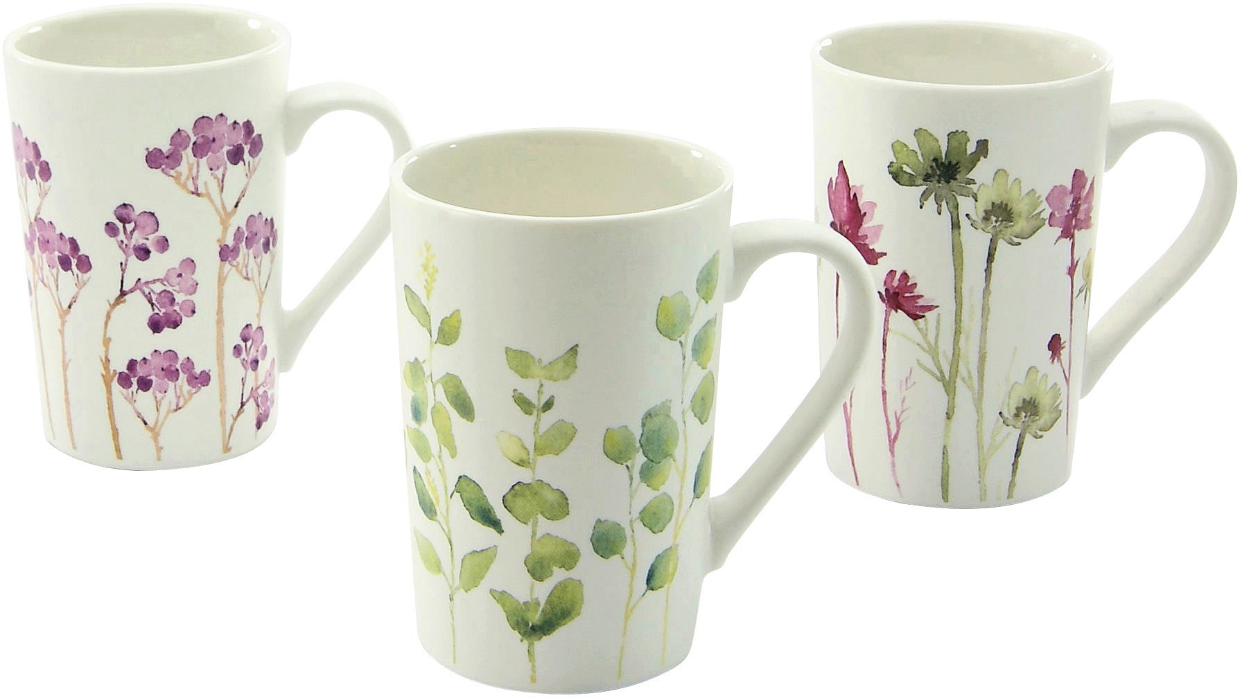 CreaTable Becher »Kaffeebecher Botanica«, (Set, 6 tlg.), Blumenmotive, Tassen Set, 6-teilig