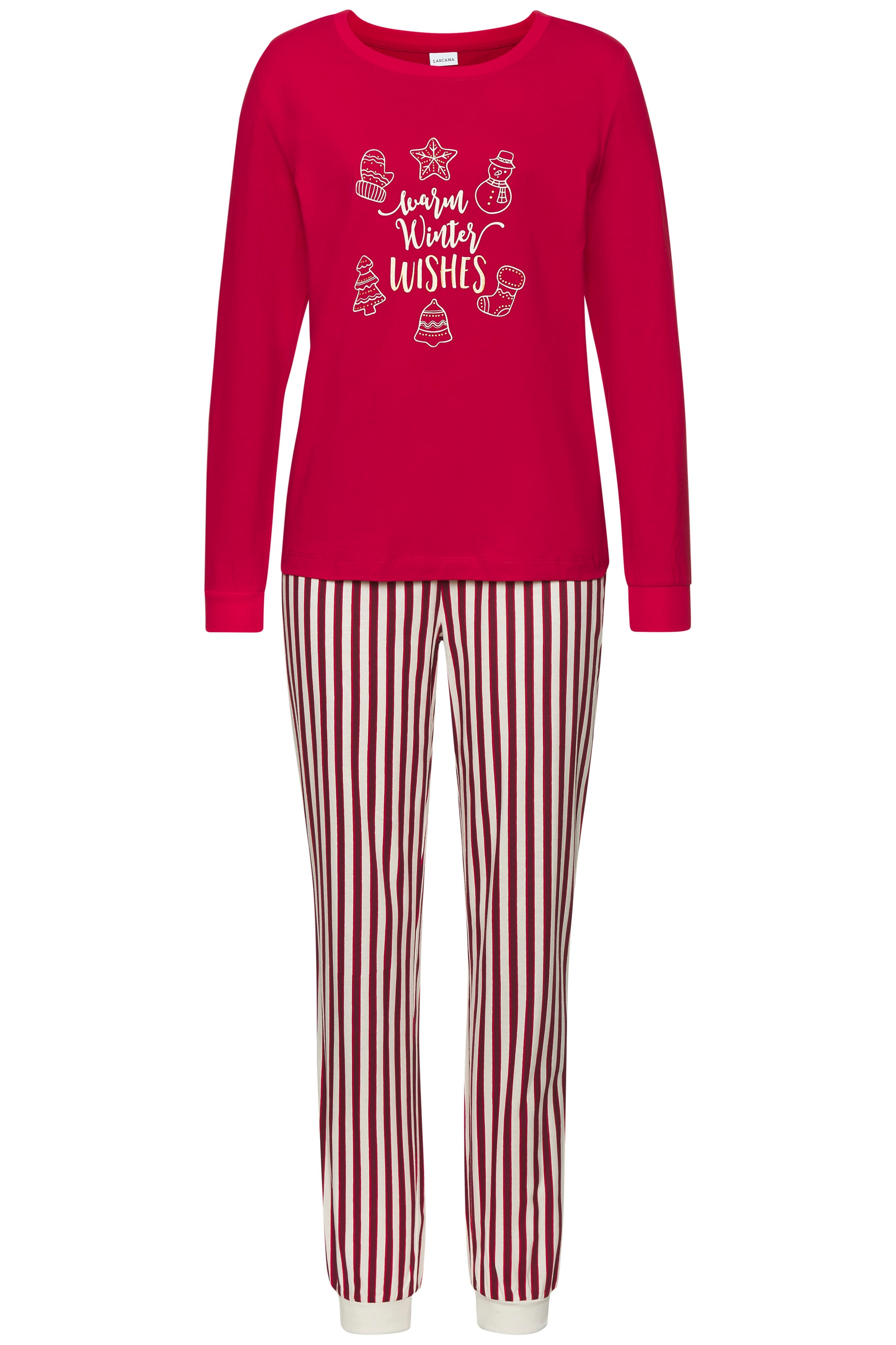 LASCANA Pyjama Set, 2 tlg. Mit Weihnachtlichem Muster günstig online kaufen