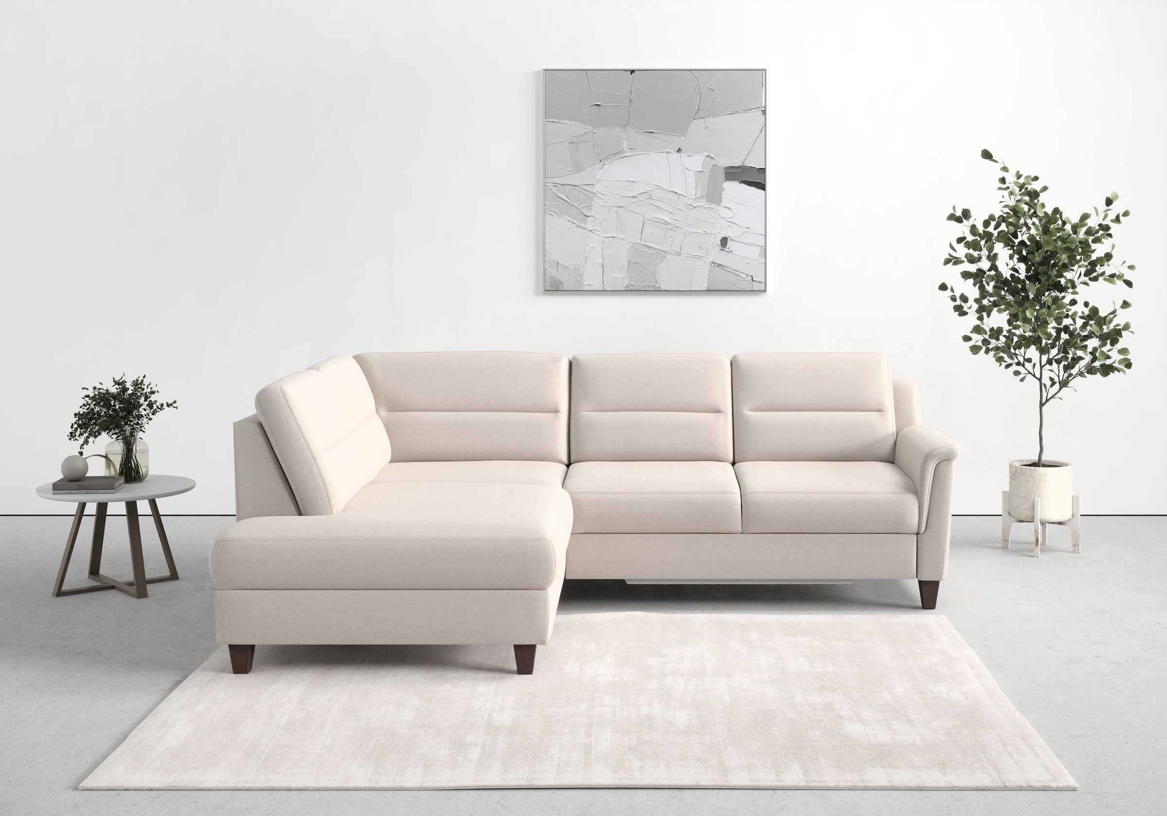 sit&more Ecksofa »Farö L-Form« inklusive Federkern, wahlweise mit Bettfunktion und Bettkasten
