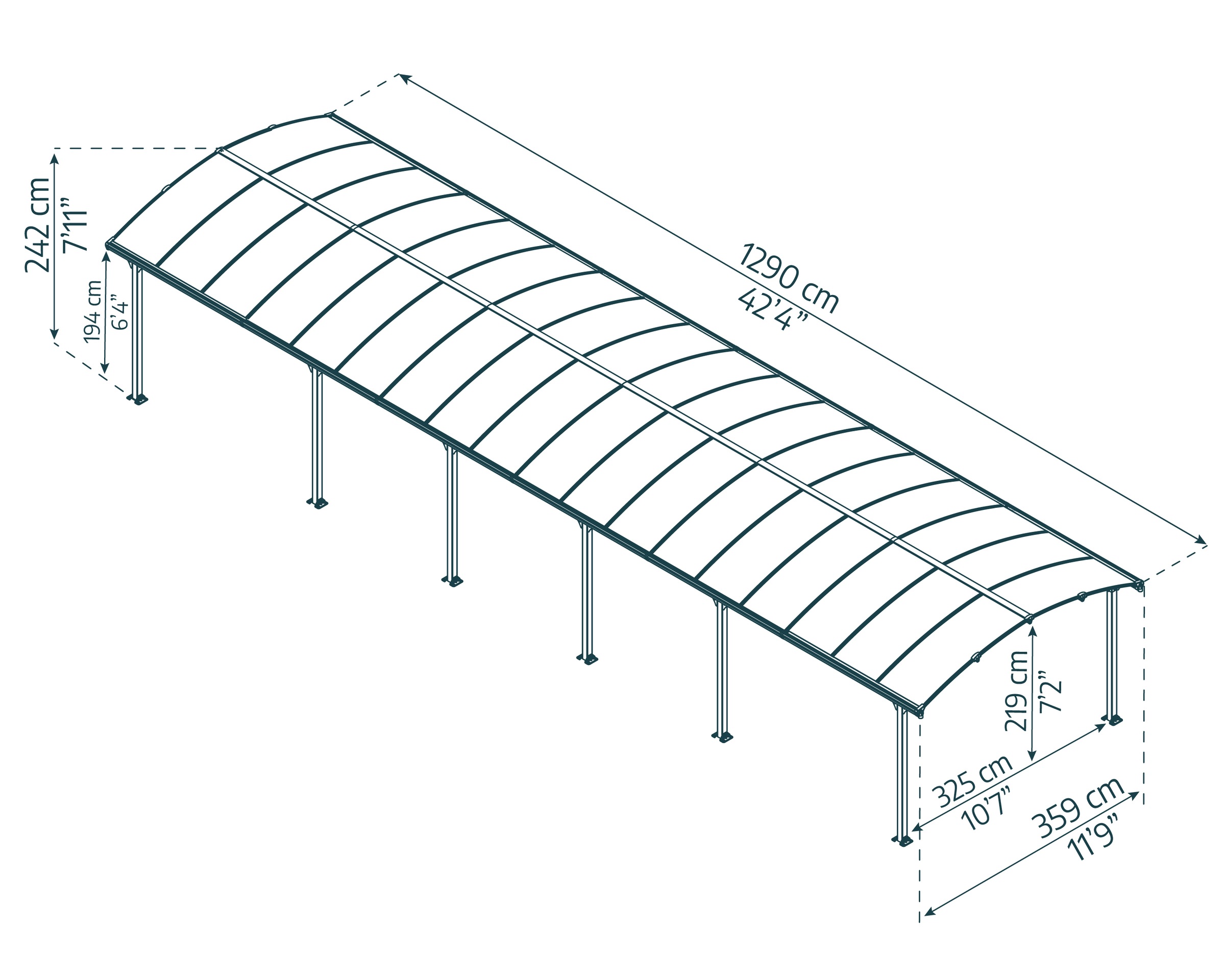 Palram - Canopia Einzelcarport »Arcadia«, Aluminium, 325 cm, Anthrazit, wartungsfrei