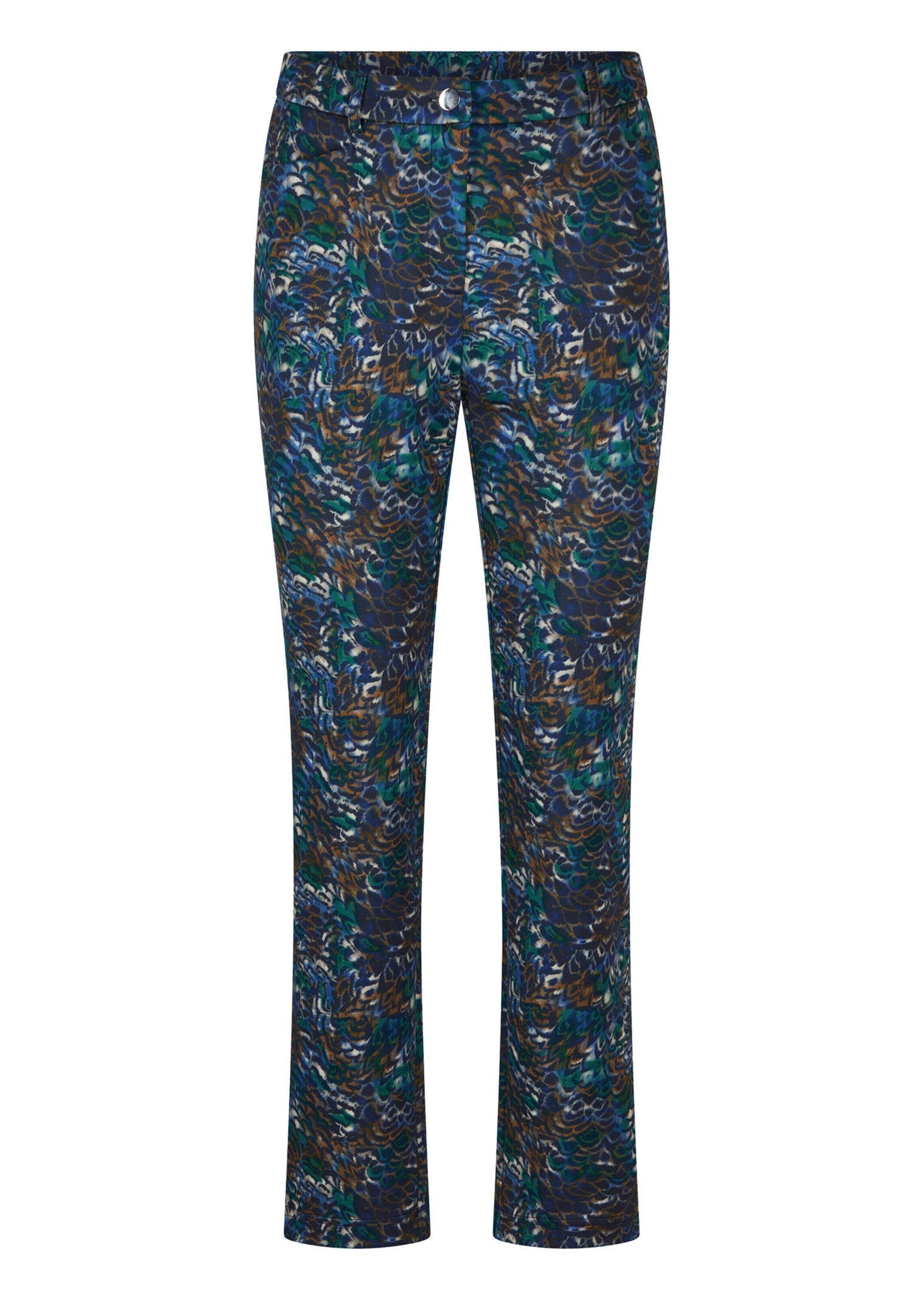 GOLDNER "Knöchellange Stretch-Druckhose LOUISA" stretchbequemer Jersey