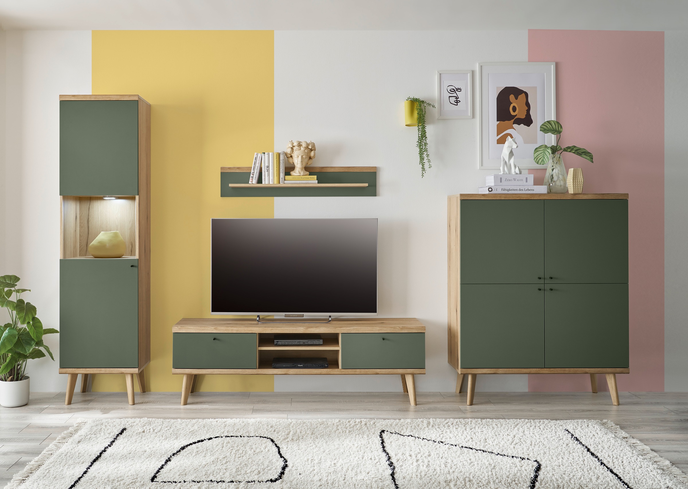 INOSIGN Wohnwand "MAVAS" Set, 4 Stk. tlg. in moderner Trendfarbe, Griffe au günstig online kaufen