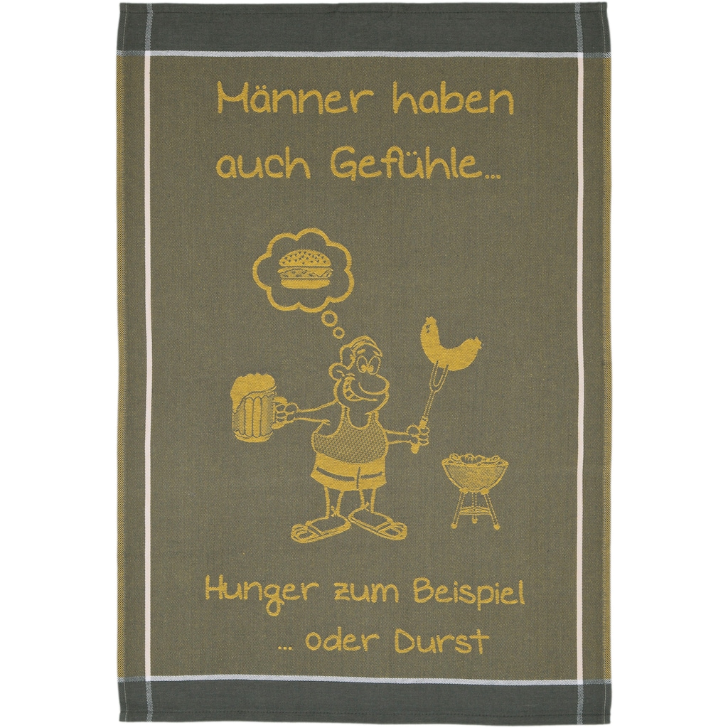 ROSS Geschirrtuch »Männer haben auch Gefühle… Hunger zum Beispiel oder Durst«, (Set, 3 tlg.)