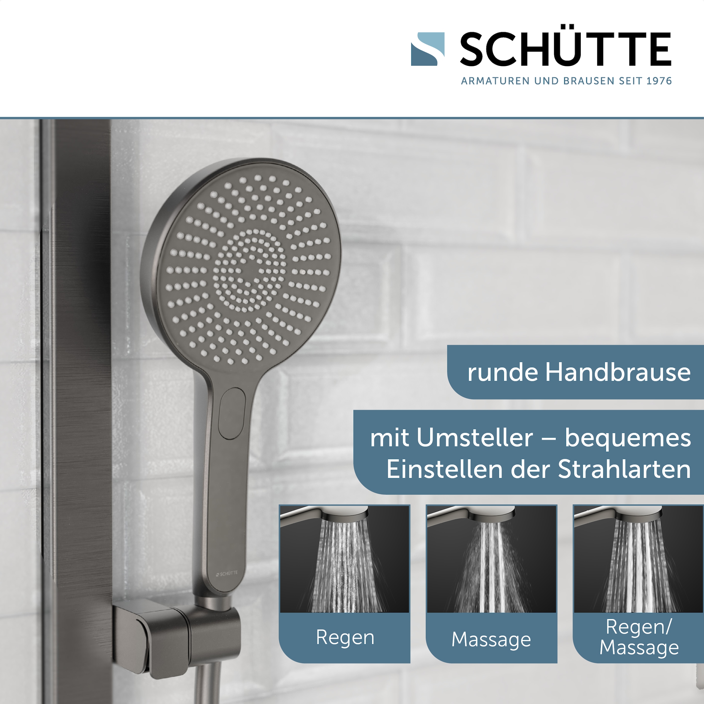 Schütte Stangenbrause-Set »KARIBIK«, (Komplett-Set), höhenverstellbar, mit Antikalk-Beschichtung, wassersparend
