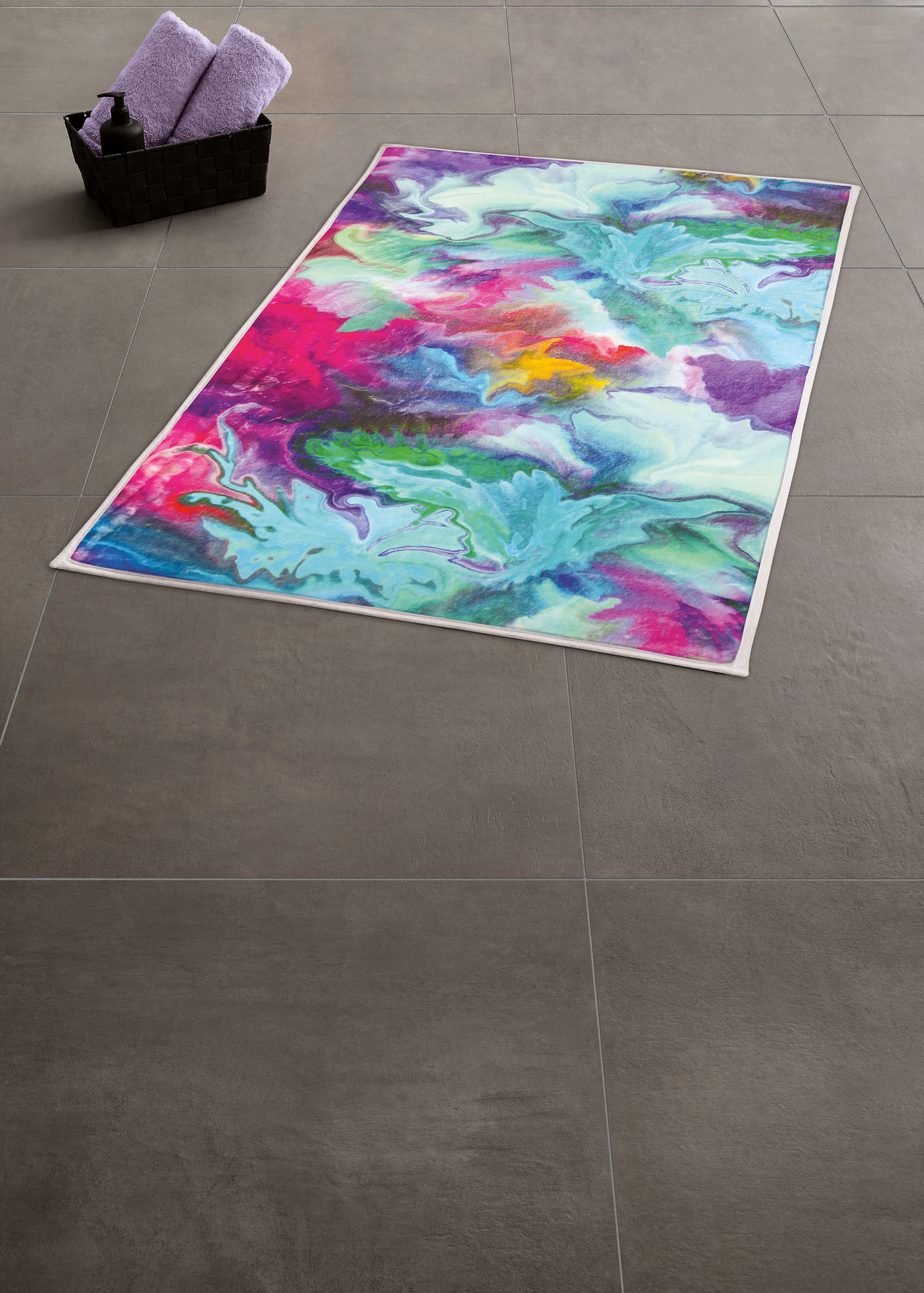 Kleine Wolke Badematte »Fusion«, rutschhemmend beschichtet, fußbodenheizungsgeeignet, Badteppich, bedruckt, modernes Design, kräftige Farben