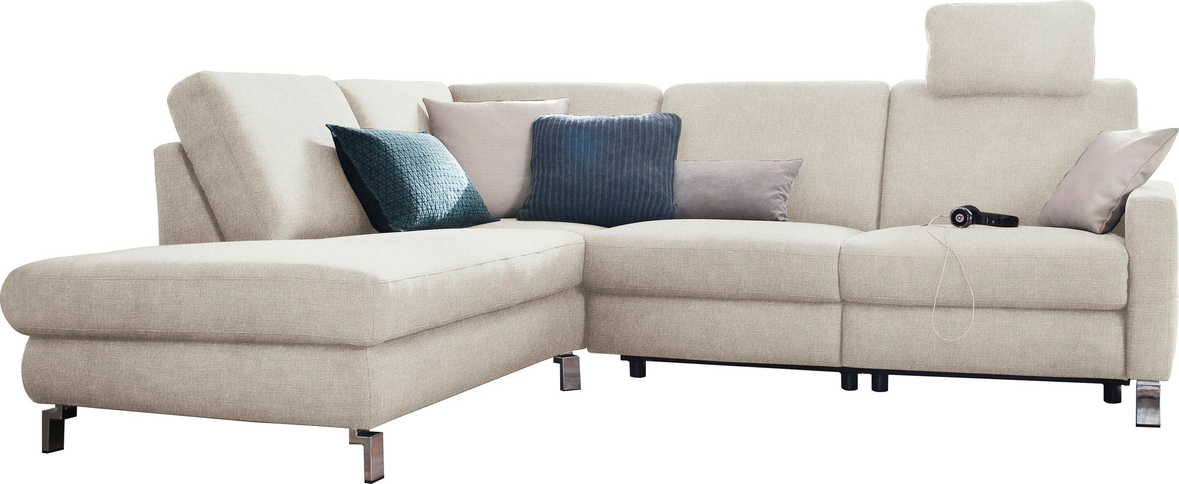 3C Candy Ecksofa »Mainau modern und elegant, mit gutem Sitzkomfort, L-Form«, wahlweise mit elektrischer Relaxfunktion, Federkern