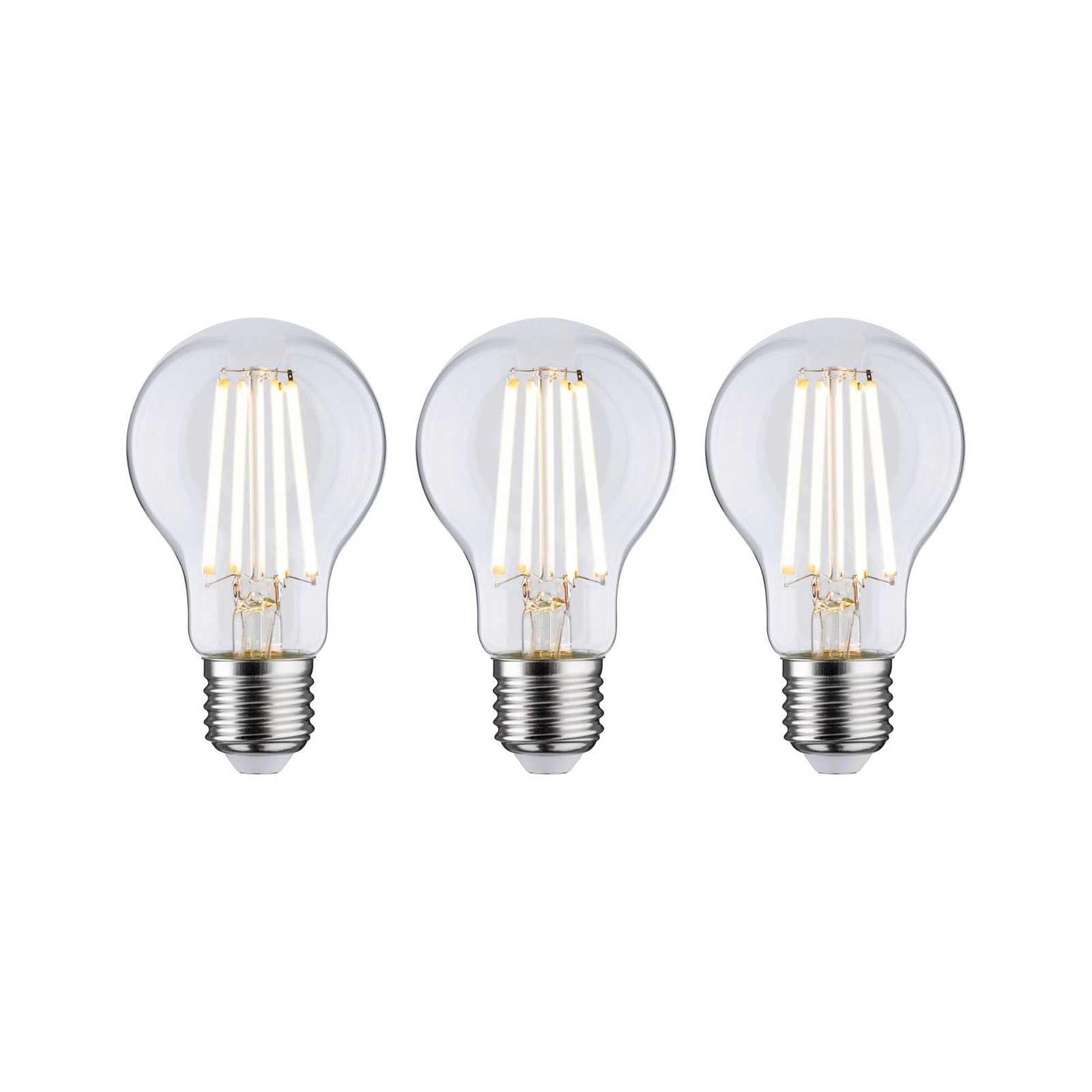 PAULMANN LED-Leuchtmittel "Eco-Line 3er Pack AGL 840lm 4W 3000K klar 230V", L:10,5cm Ø:6cm, transparent, Leuchtmittel