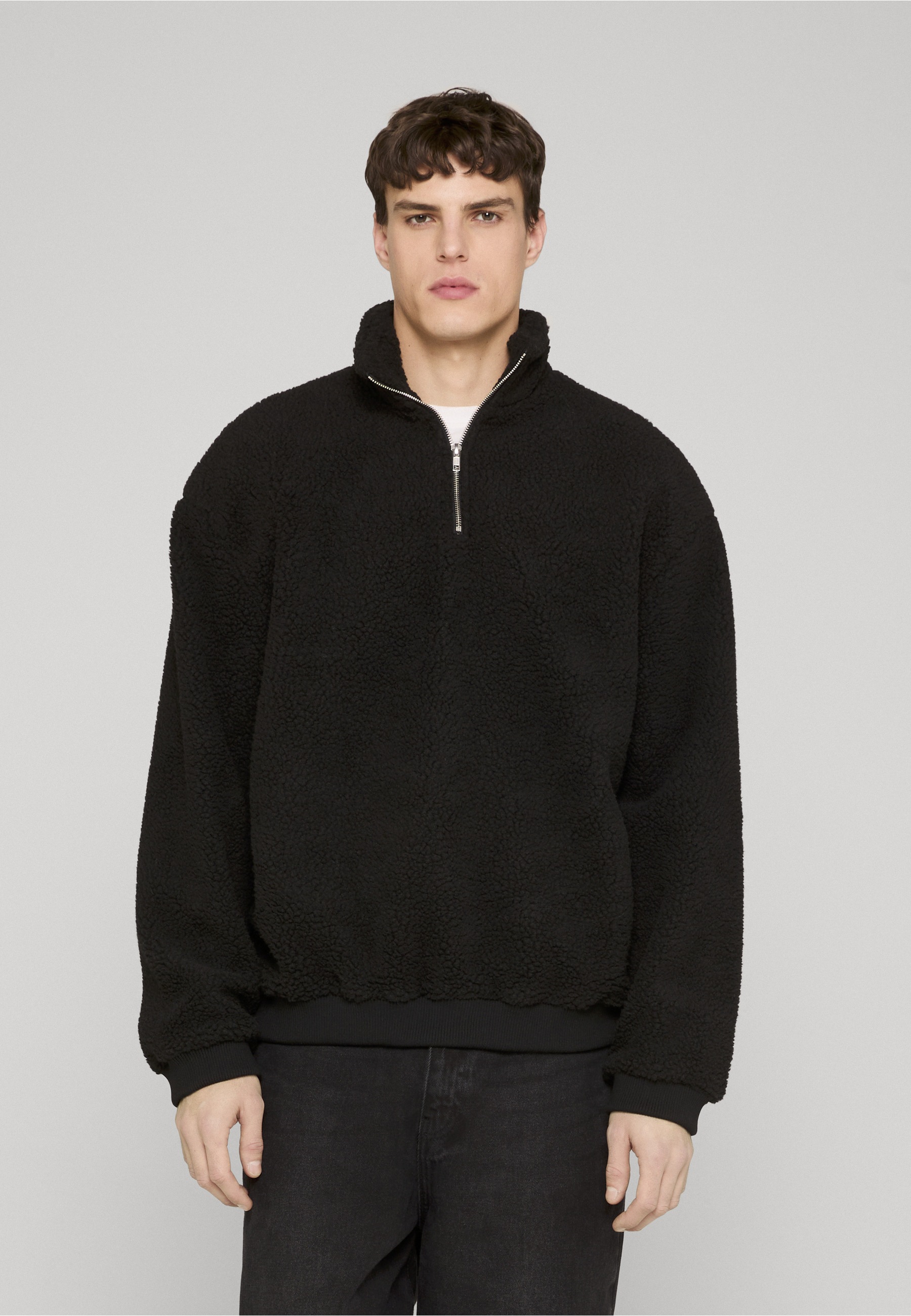 Urban Classics Teddy Oversized Half-Zip Pullover Black L 2