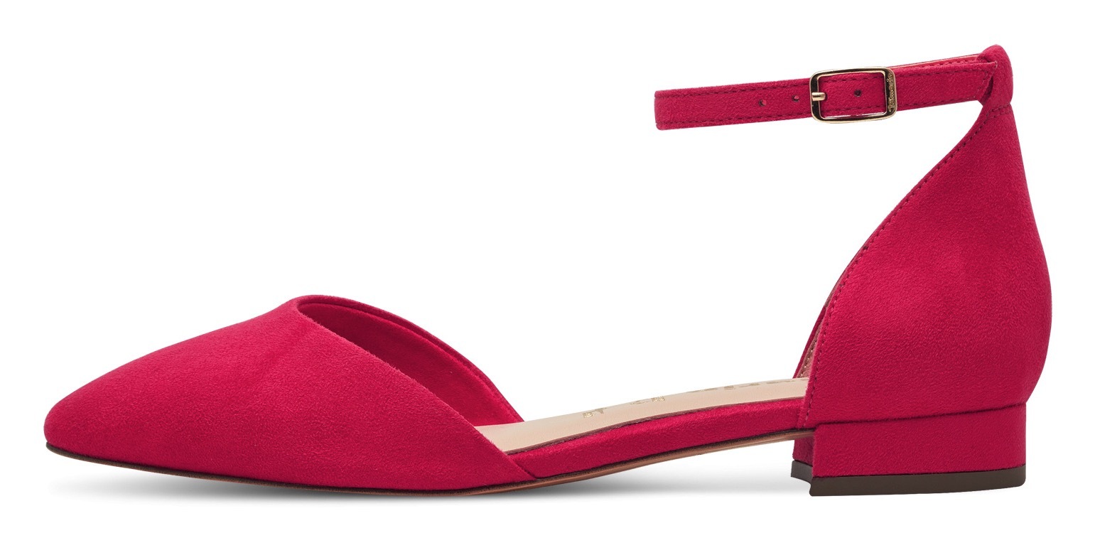 Riemchenballerina TAMARIS, Damen, Gr. 39, pink, Textil, Veloursleder, unifarben, Schuhe Riemchenballerina, Blockabsatz, Sandalette, Abendschuh mit verstellbarem Riemchen 3