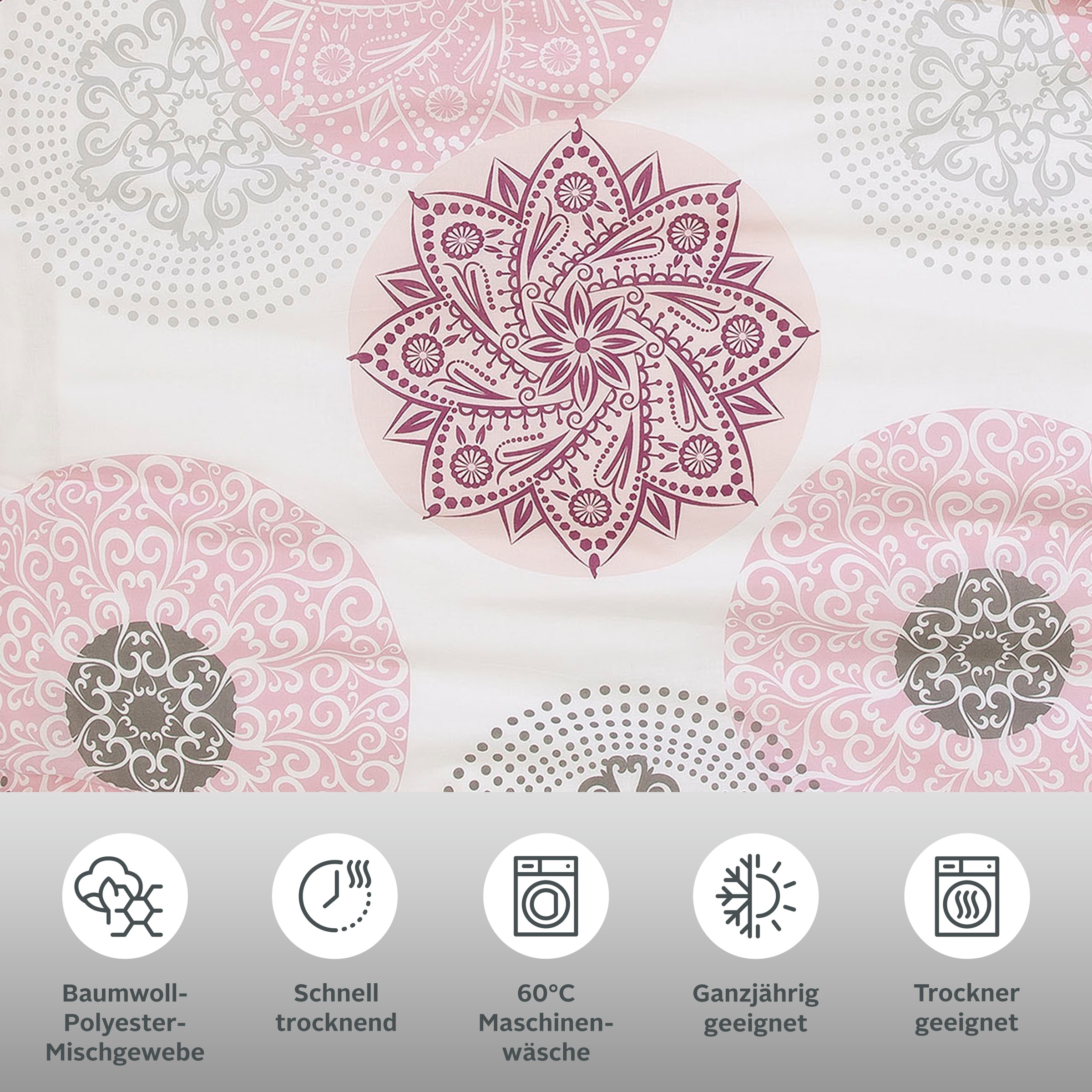 Thumbnail - my home "Tesso in Gr. 135x200, 155x220 oder 200x200 cm" 2 Stk. Bettwäsche mit Ornamenten und in verschiedenen Qualitäten