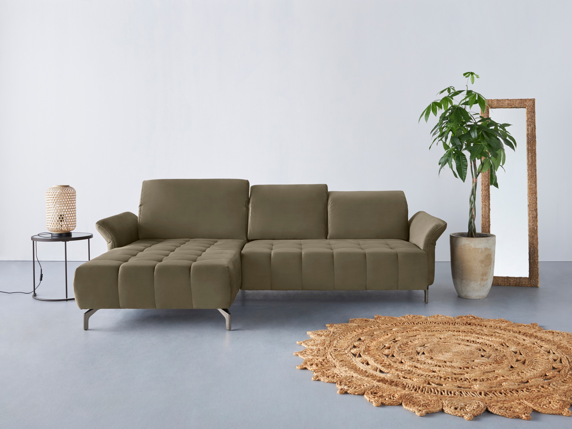 OTTO home Ecksofa "Fresh L-Form" Federkern, wahlweise Kopfteilverstellung und motorischer Vorziehsitz