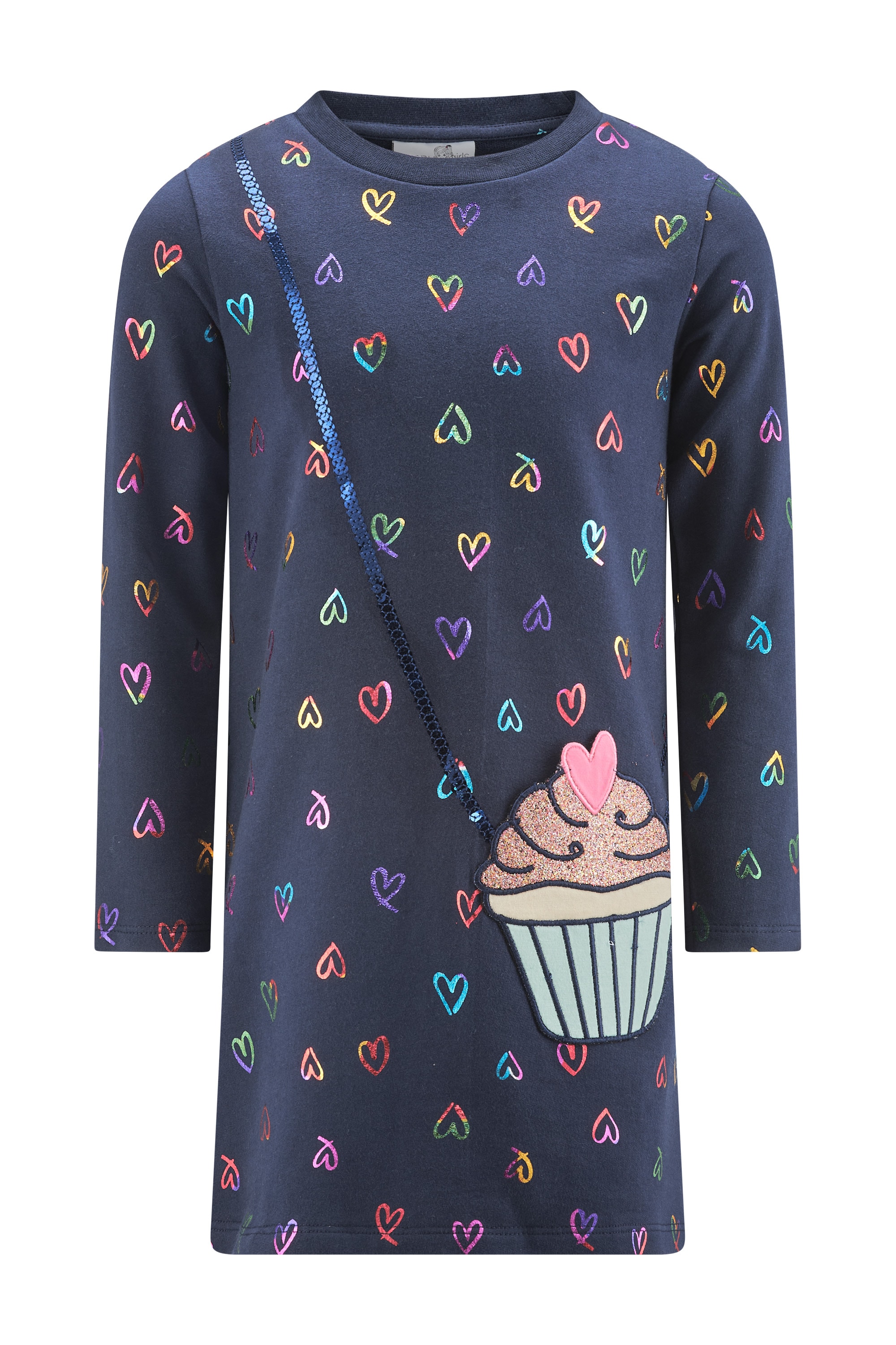 happy girls Jerseykleid Baumwolle, Cupcake Applikation, Pailletten