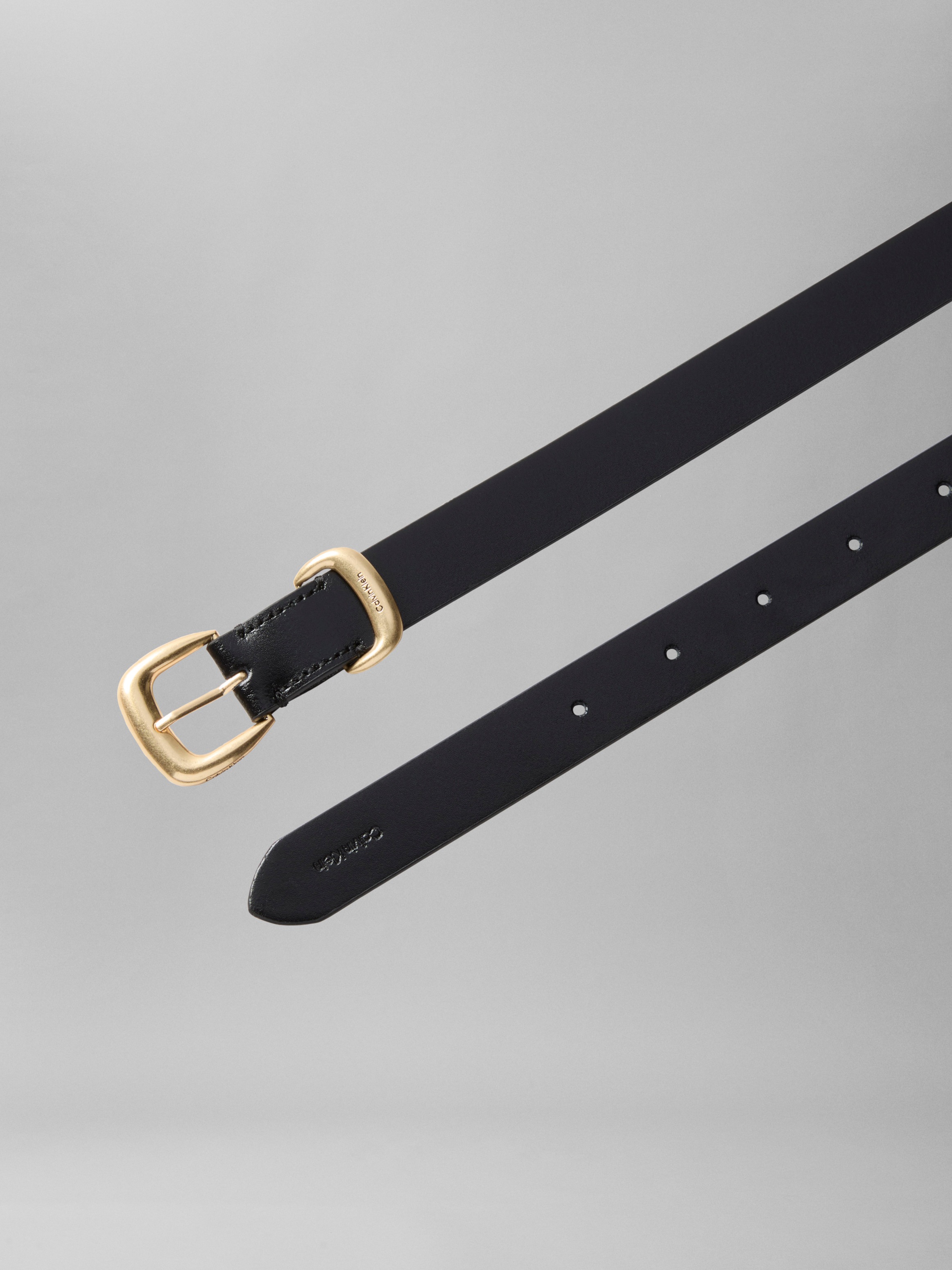 Ledergürtel CALVIN KLEIN "Gürtel", Damen, Gr. 100, schwarz, antique light gold, Rindsleder, unifarben, Gürtel Ledergürtel, Regular fit, größenverstellbar 3